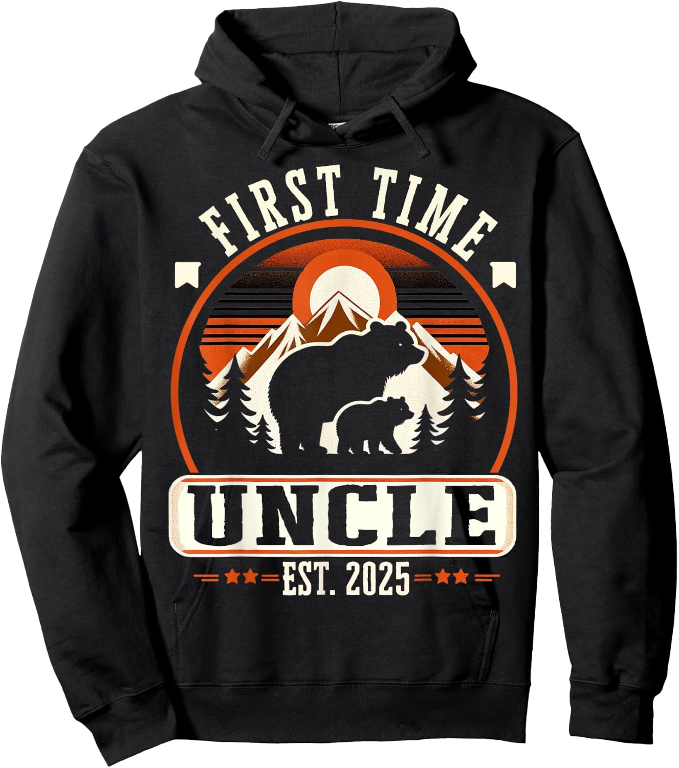 First Time Uncle Est 2025 for New Dad Funny Fathers Day Hoodie - Hoodie | Black