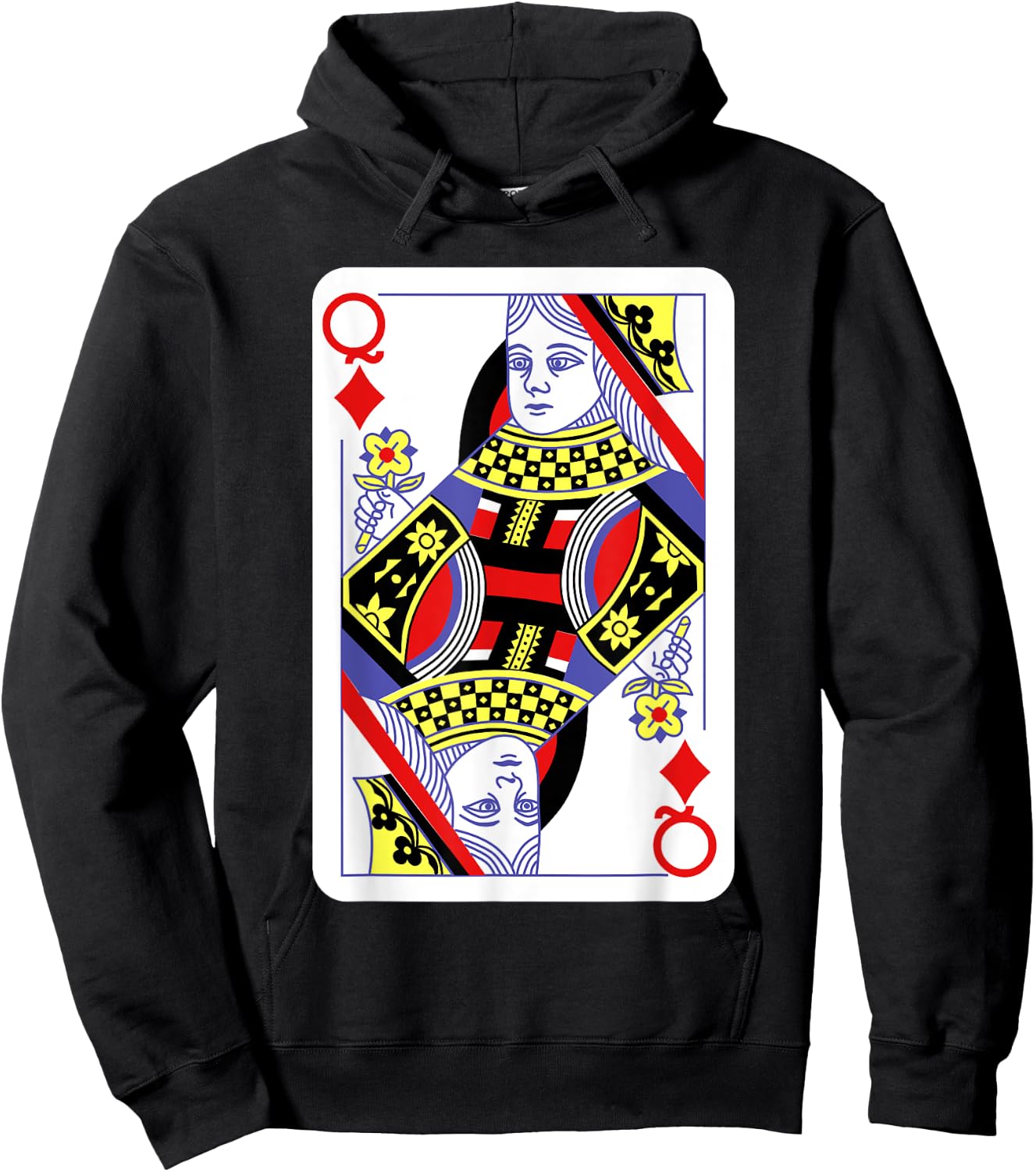 Queen Of Diamonds Playing Cards Halloween Costume Casino Hoodie - Hoodie | Black