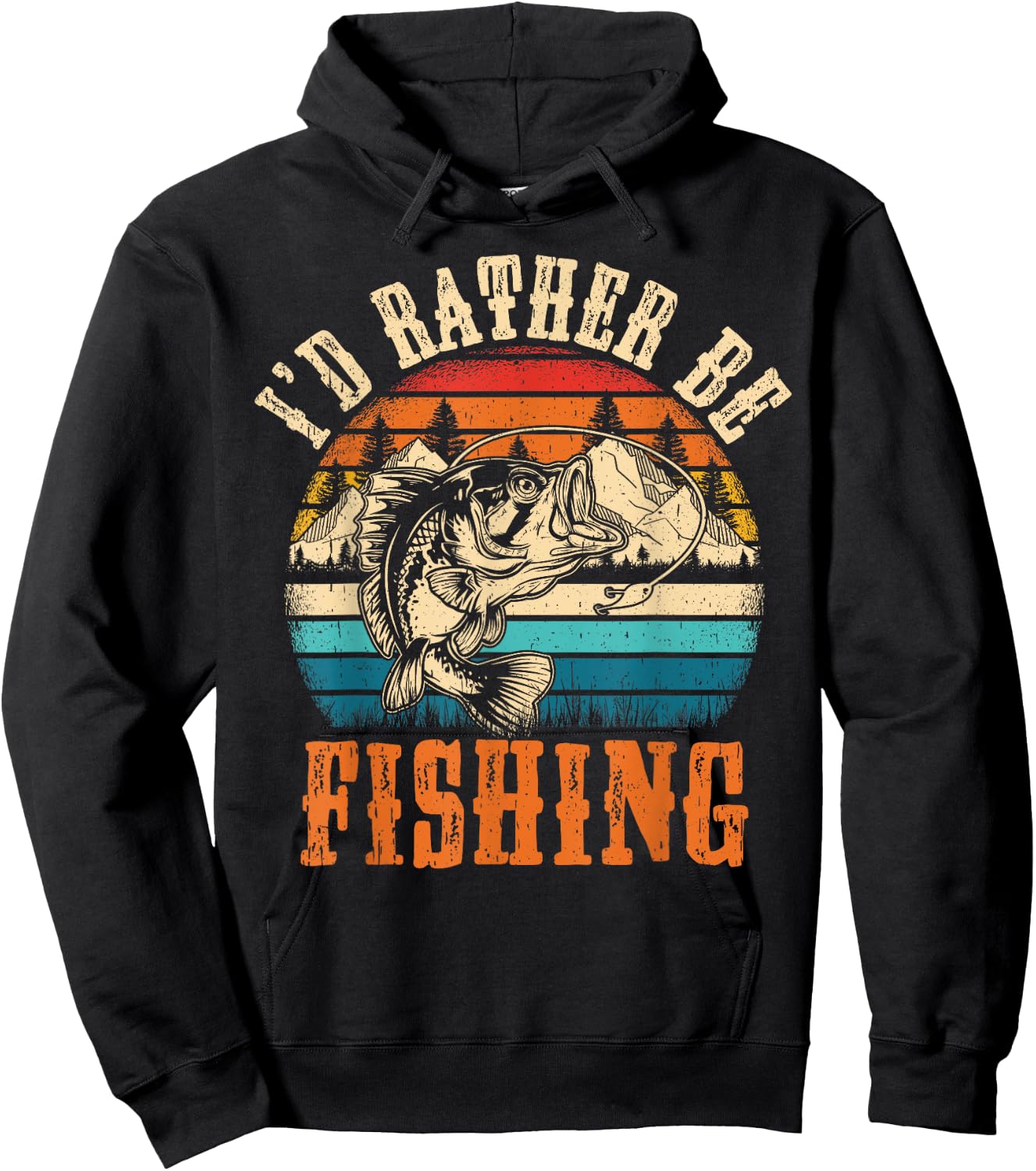 Funny Fishing Women Boy Kids Funny Bass Dad Fish Hoodie - Hoodie | Black