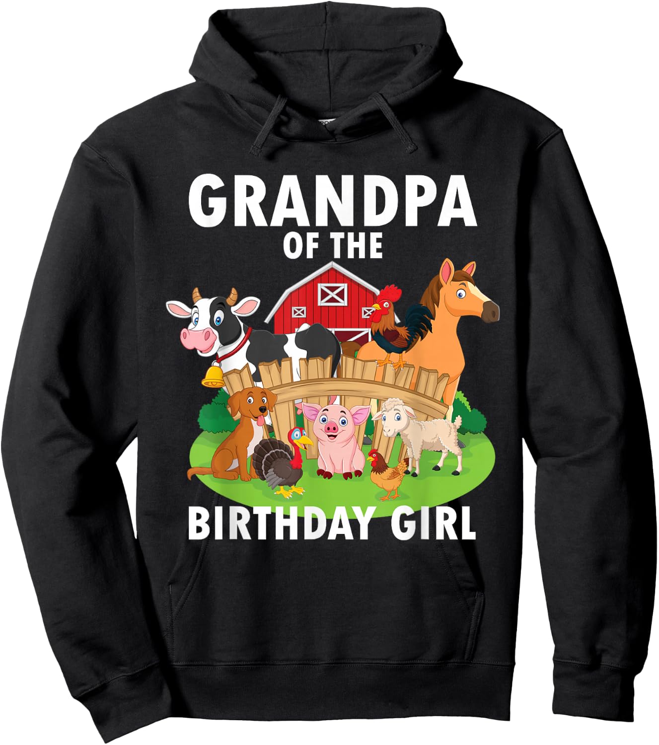 Grandpa Of The Birthday Girl Farm Animal Matching Farm Theme Hoodie - Hoodie | Black