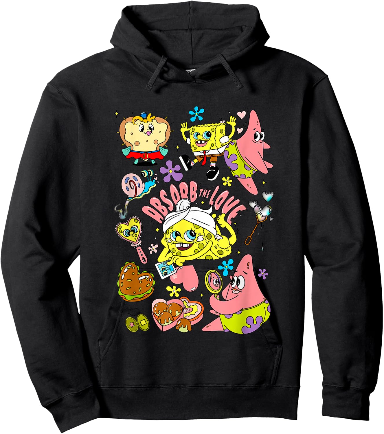 SpongeBob SquarePants Valentine's Day Absorb The Love Hoodie - Hoodie | Black