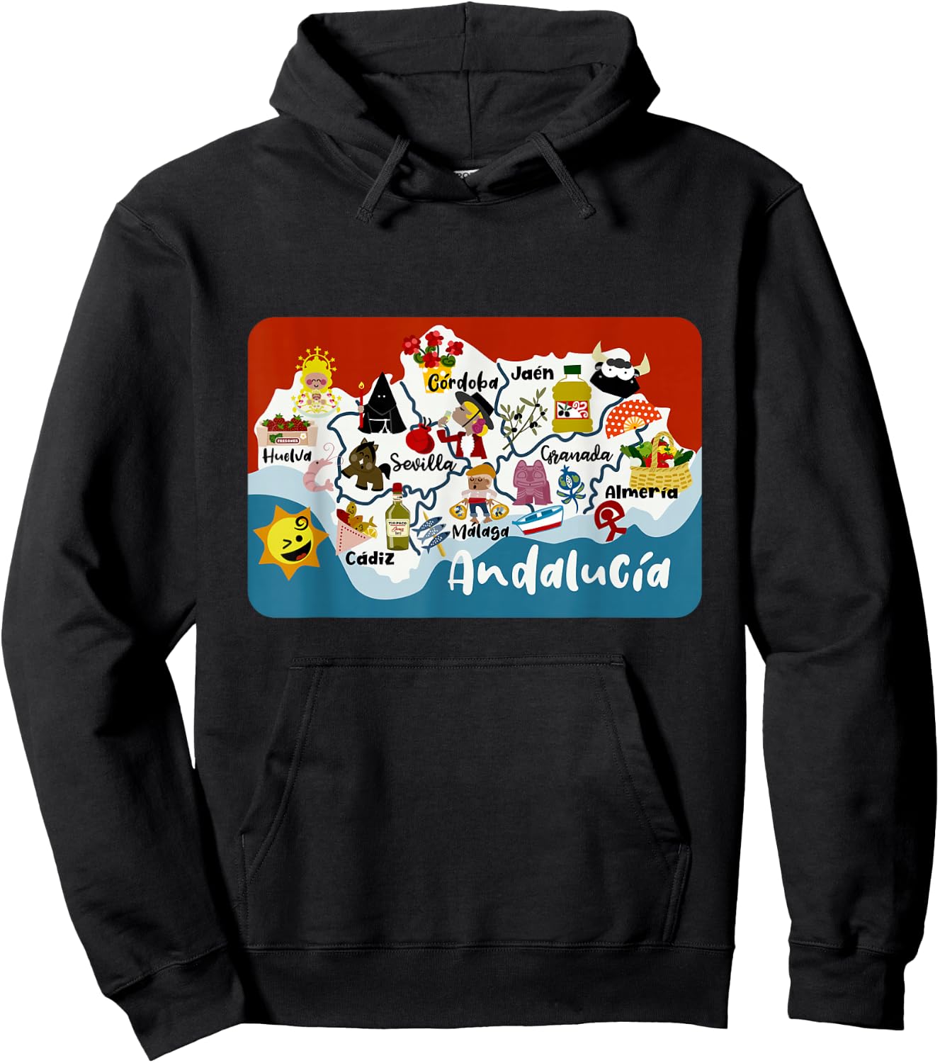 Map of Andalusia Hoodie - Hoodie | Black