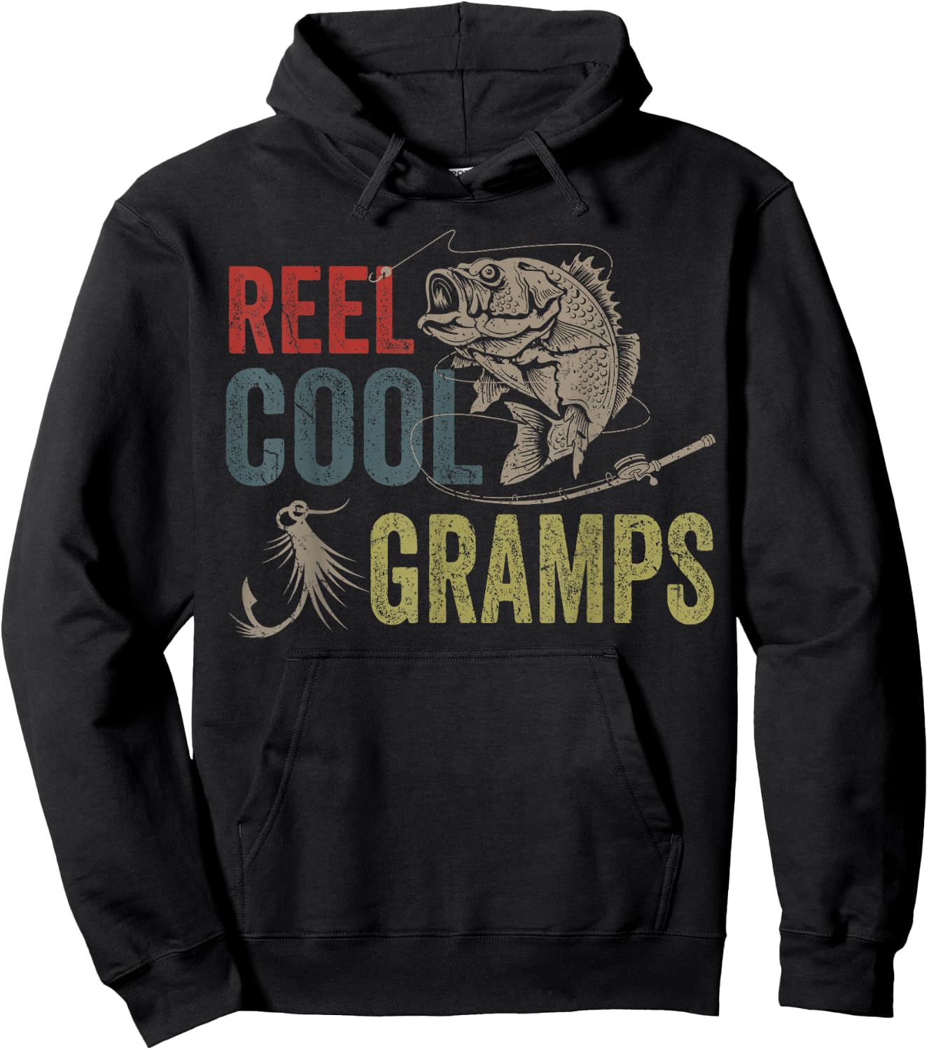 Reel Cool Gramps Fishing Father's Day Gift Hoodie - Hoodie | Black