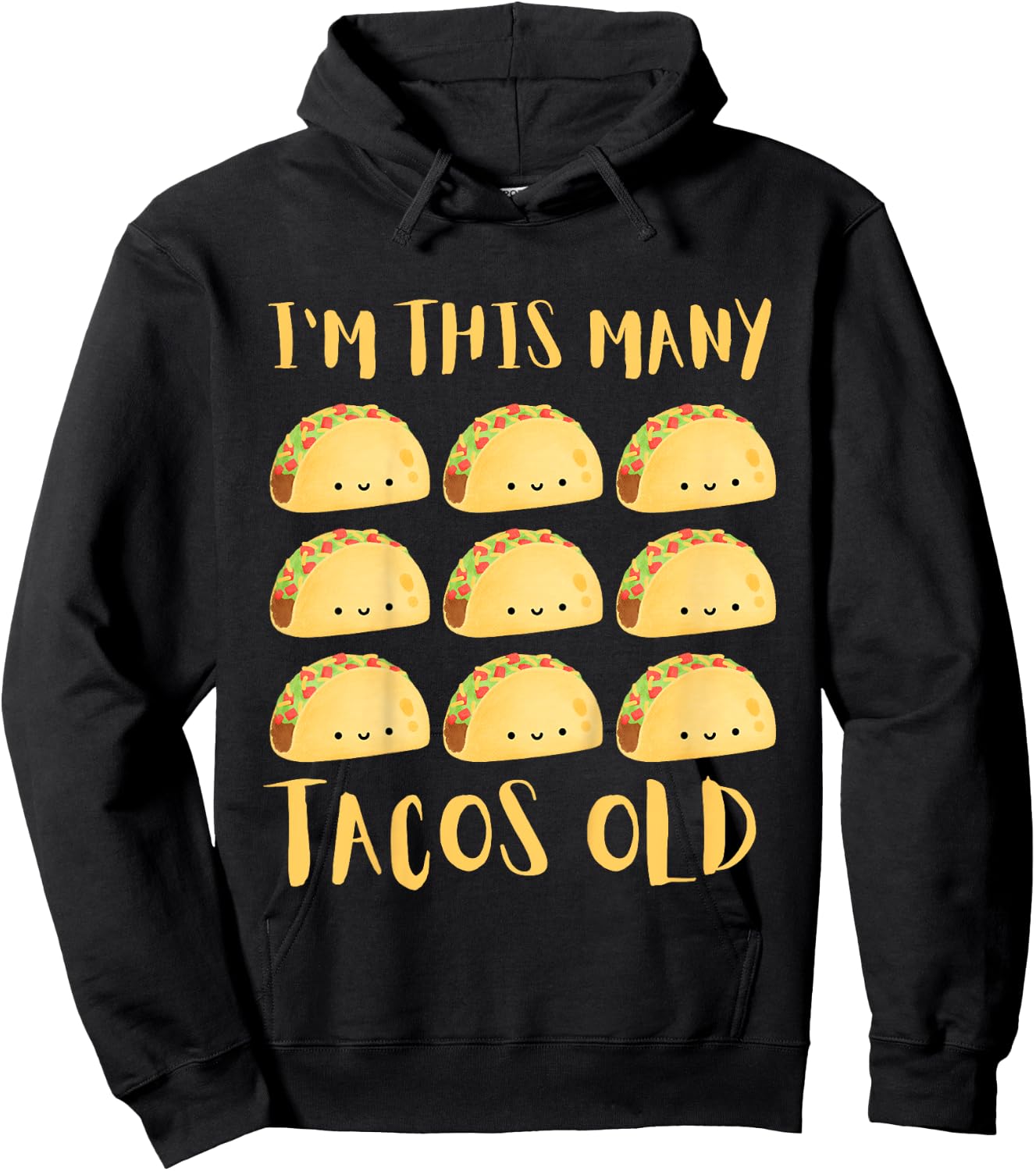 Kids I'm This Many Tacos Old - 9th Birthday 9 Years Old Bday Hoodie - Hoodie | Black