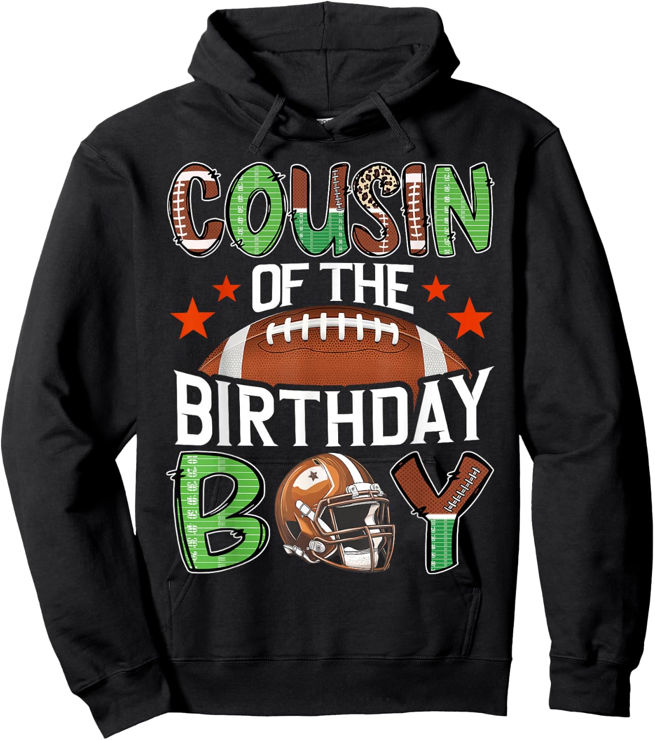 Cousin Of The Birthday Boy Game Day Football Hoodie - Hoodie | Black