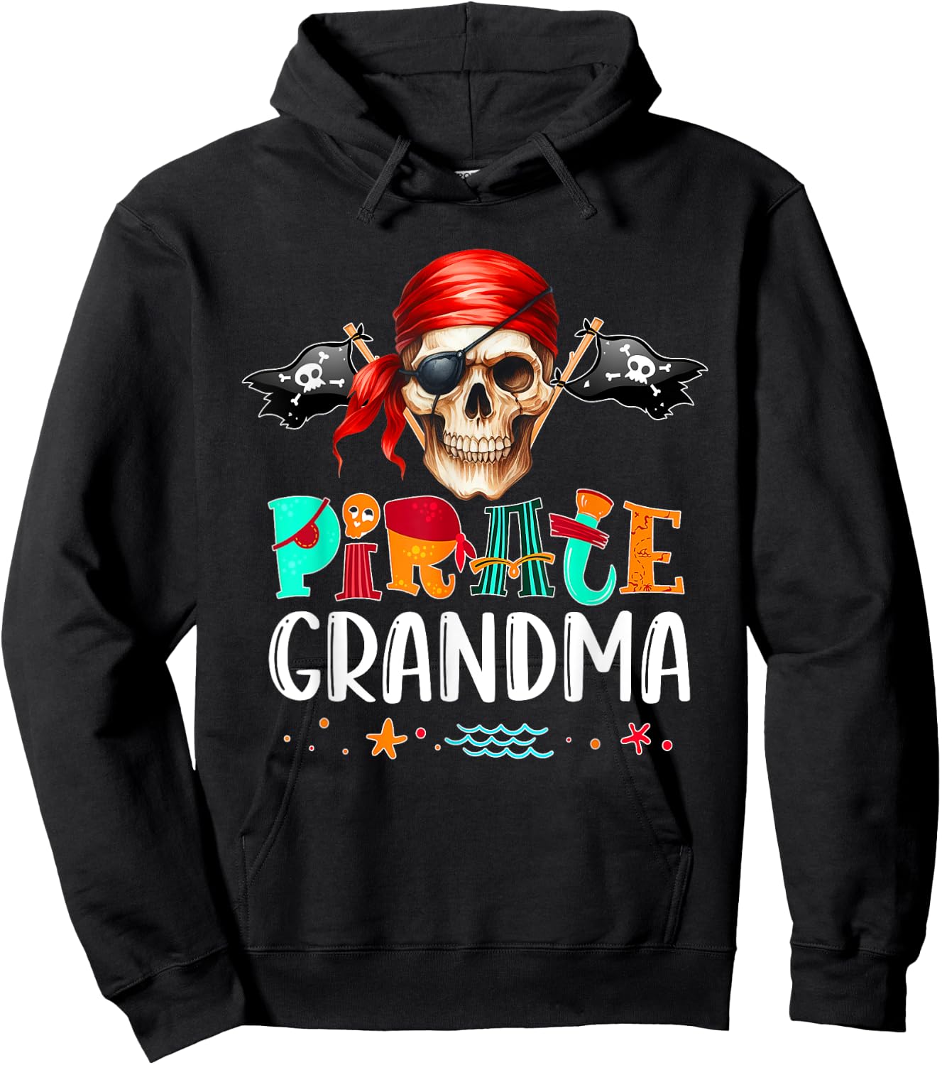 Pirate Grandma Funny Birthday Pirate Day Family Matching Hoodie - Hoodie | Black
