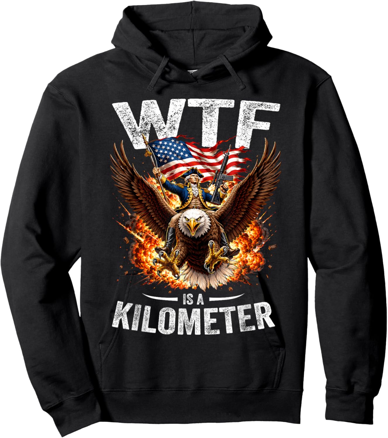 Funny 4th of July WTF is Kilometer USA America Patriotic Men Hoodie - Hoodie | Black
