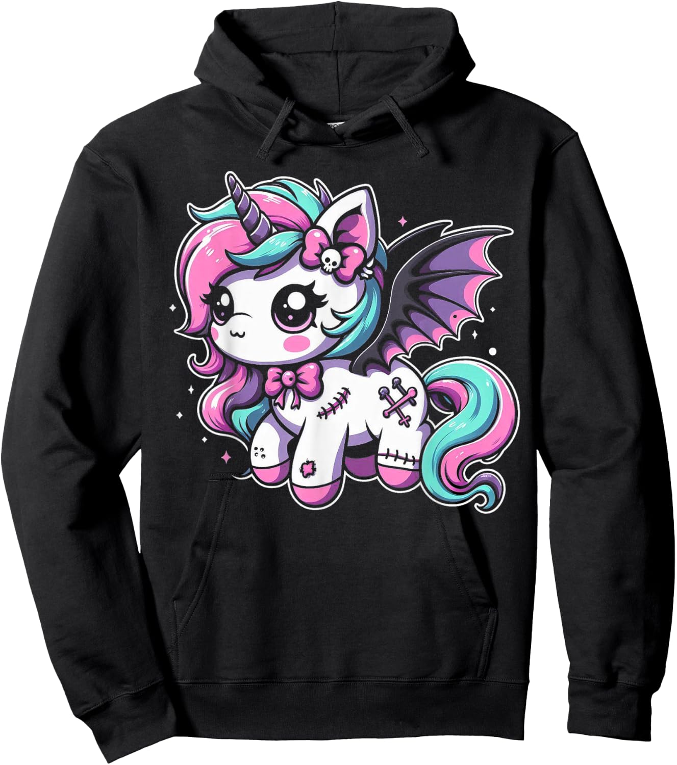 Pastel Goth Unicorn Kawaii Creepy Cute Aesthetic Art Hoodie - Hoodie | Black