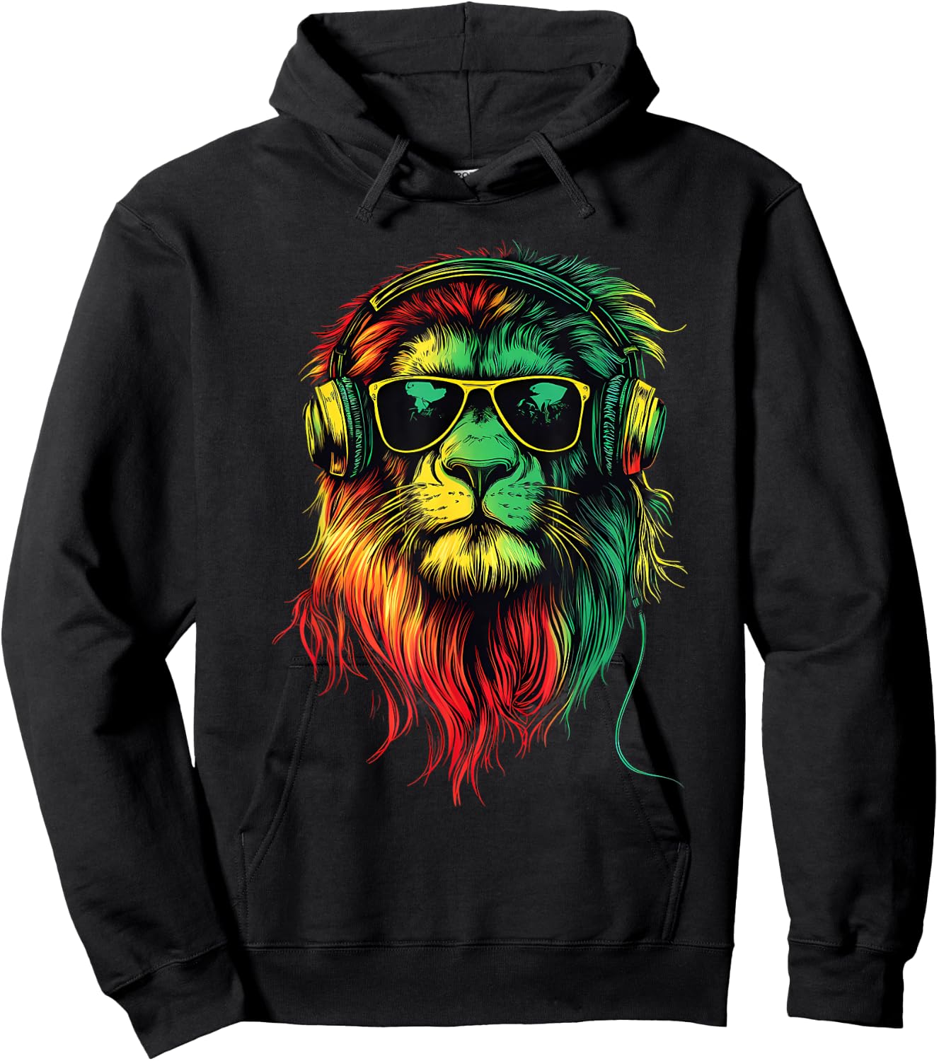 Rasta Reggae Music DJ Lion Of Judah Rastafarian Roots Hoodie - Hoodie | Black