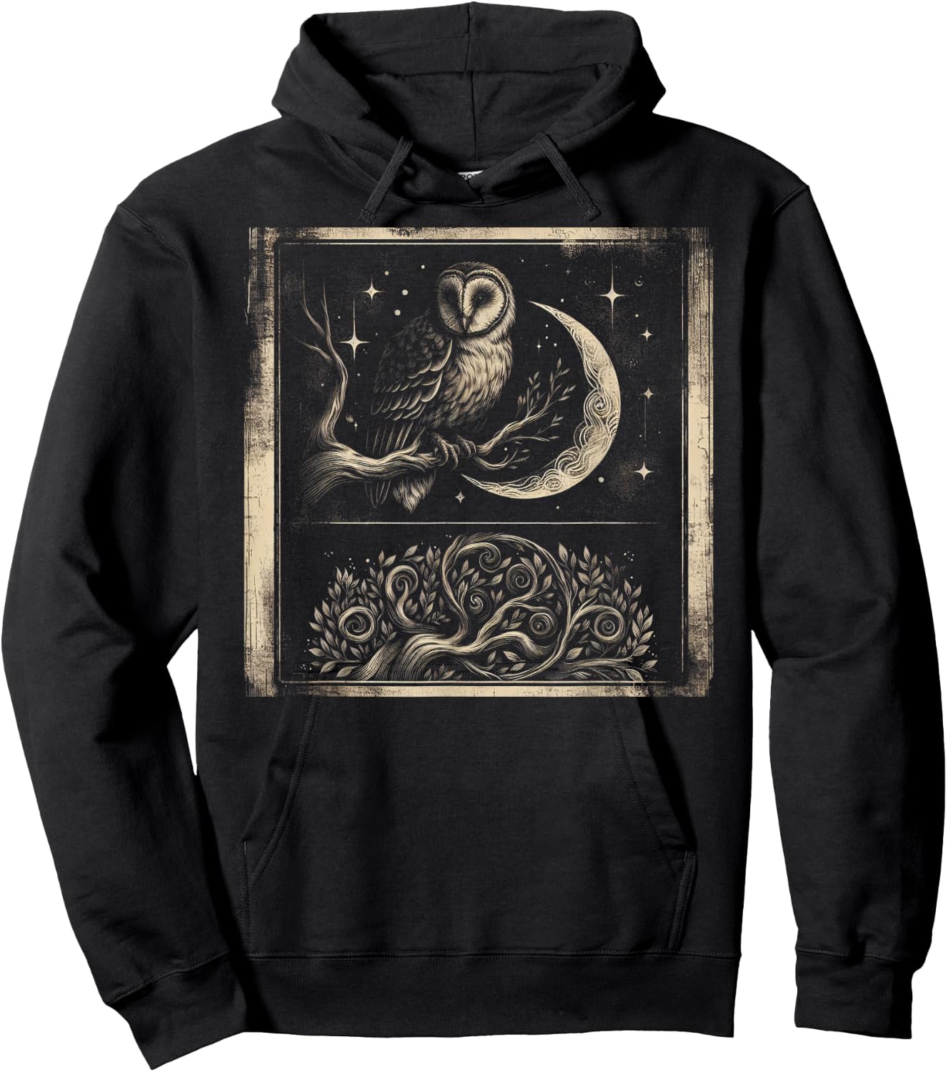 Wise Owl Illustration Hoodie - Hoodie | Black