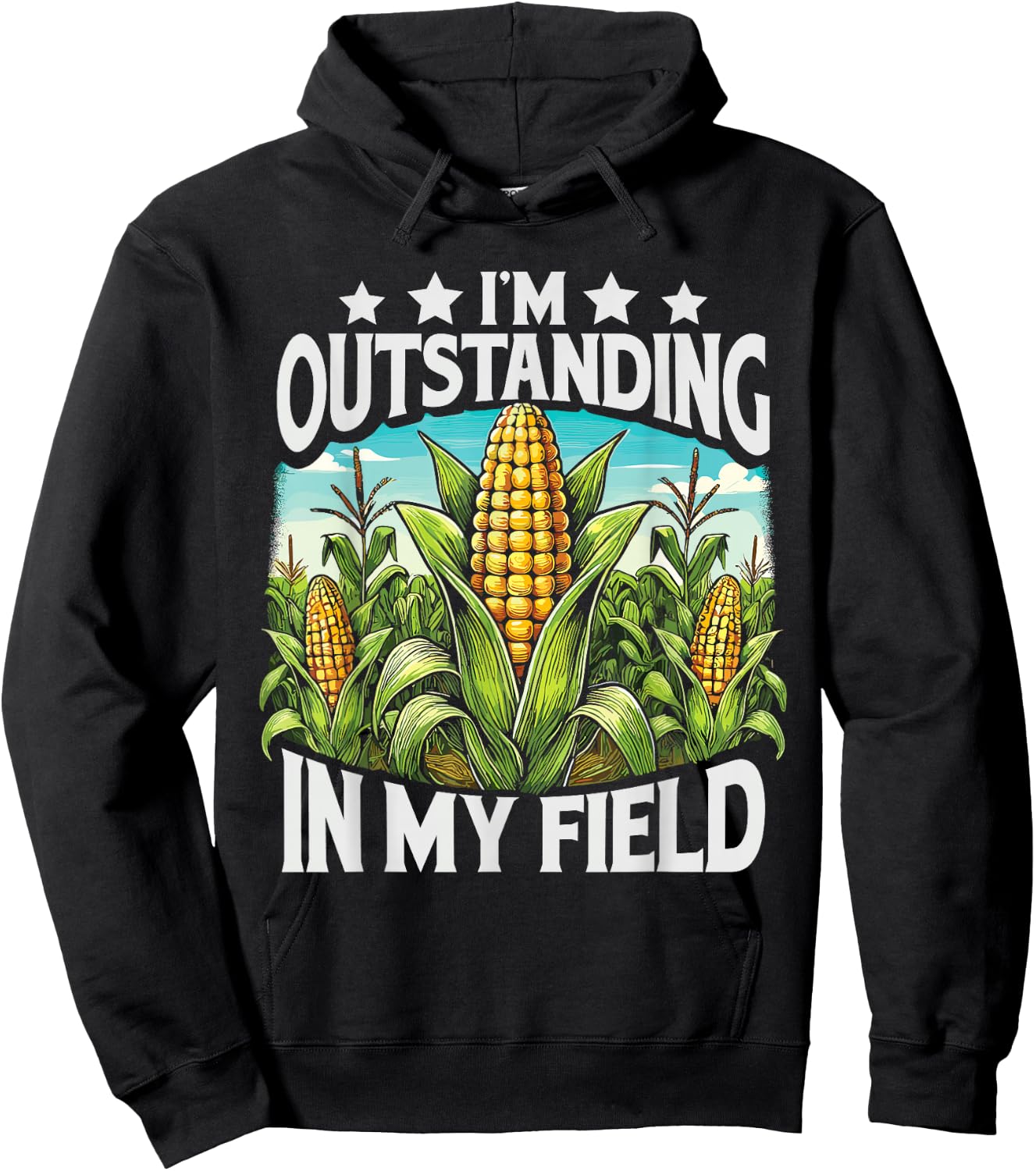 Crop Top I’M Outstanding In My Field Corn Farmer Corn Lover Hoodie - Hoodie | Black