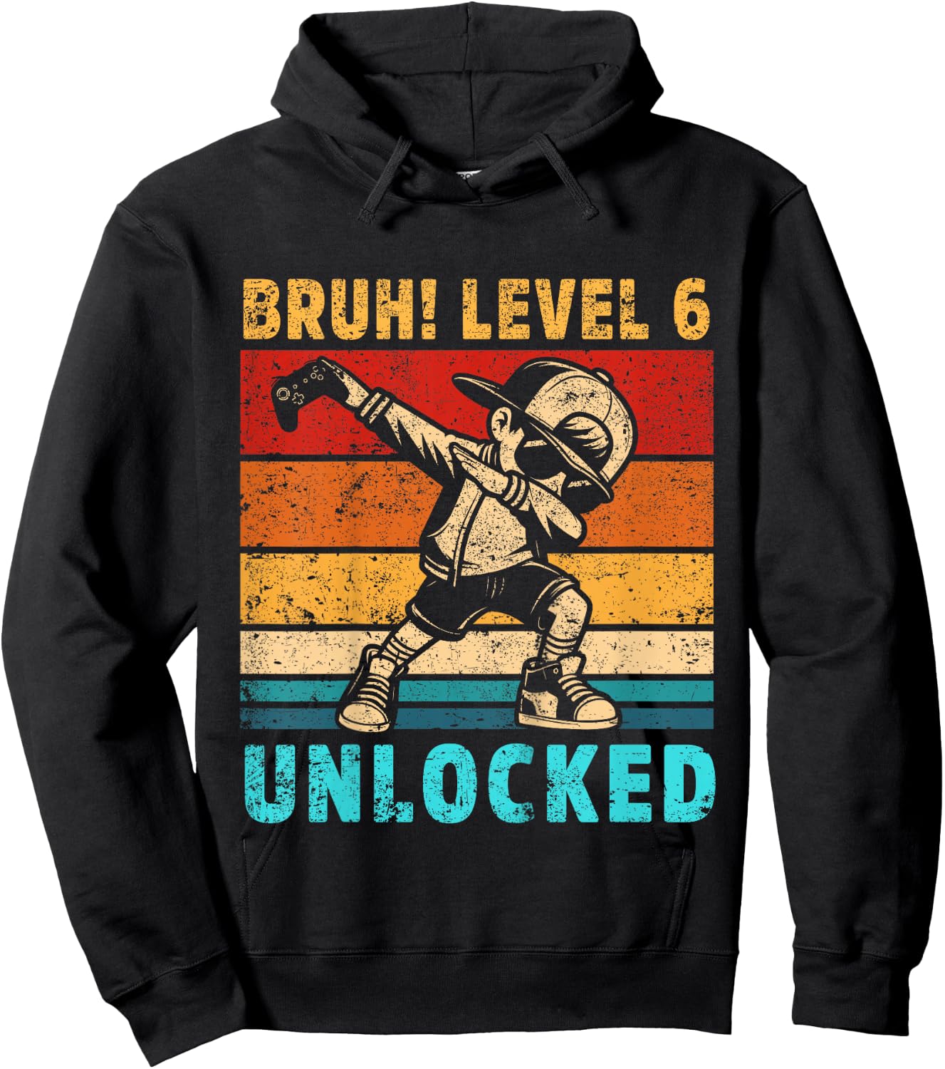 Kids 6 Year Old Birthday Dabbing Boy Bruh 6th level unlocked Hoodie - Hoodie | Black