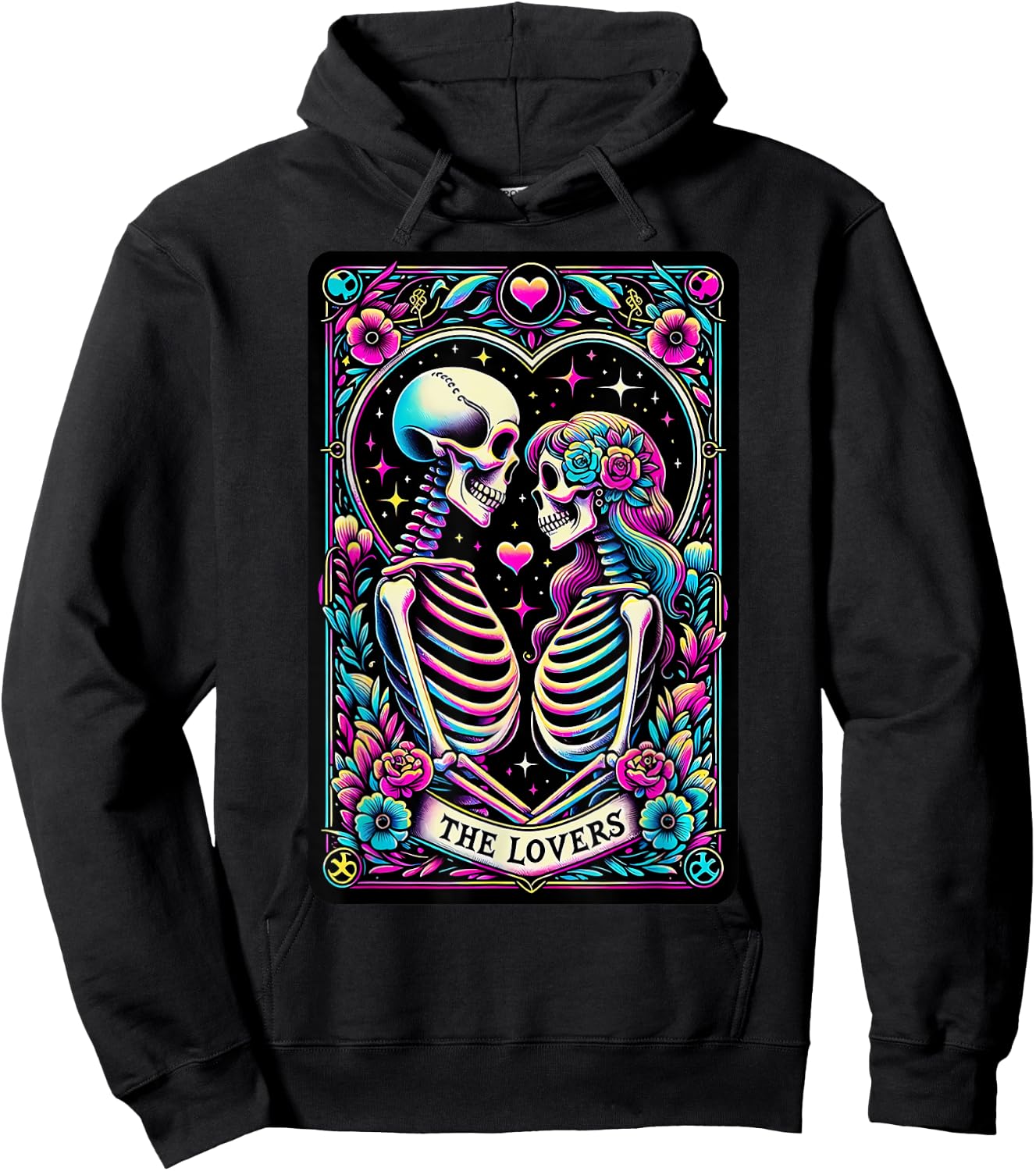 Tarot Card The Lovers Romantic Love Skeleton Couple Matching Hoodie - Hoodie | Black