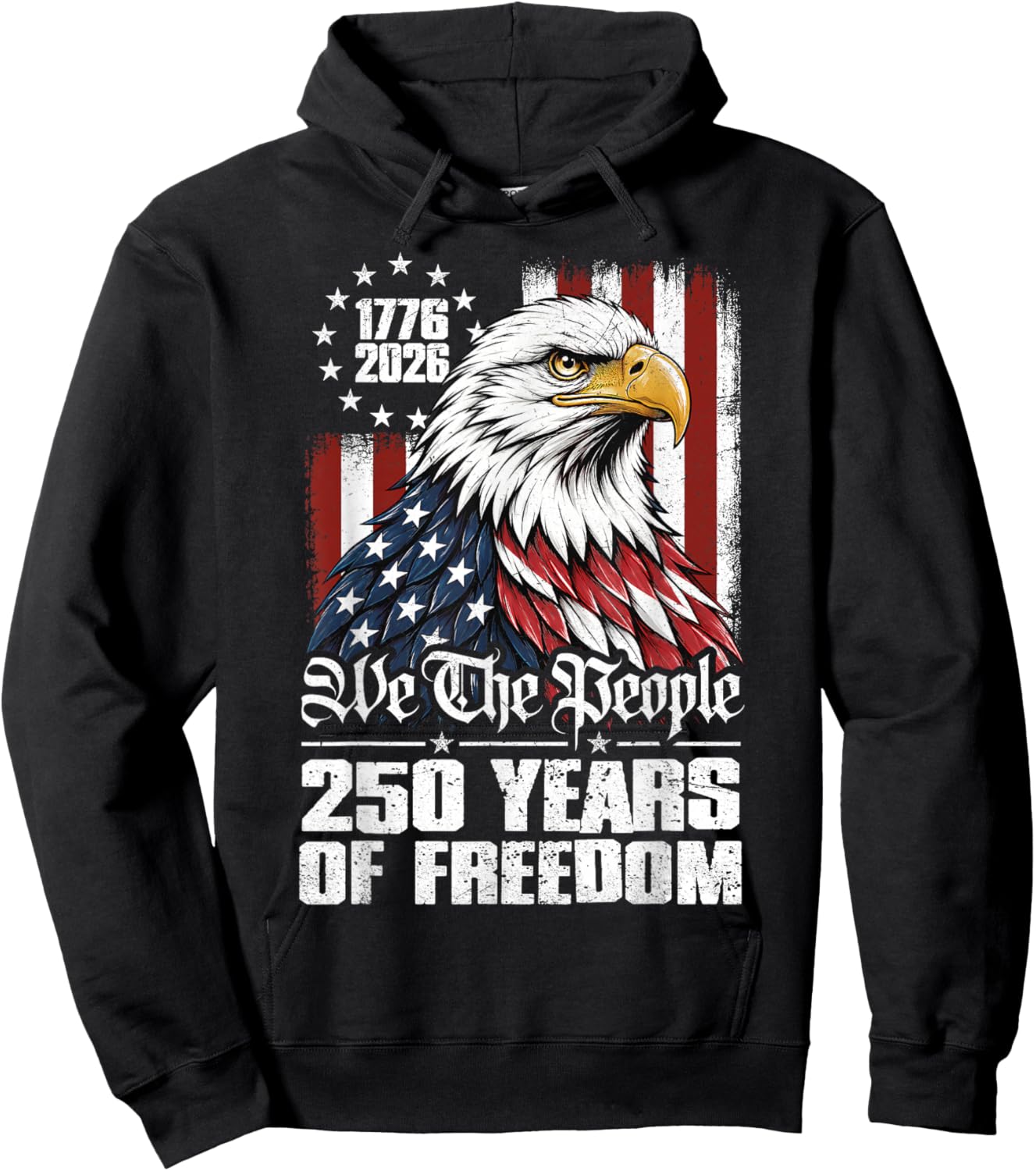 250 Years Eagle American Flag 250th Anniversary 4th of July Hoodie - Hoodie | Black