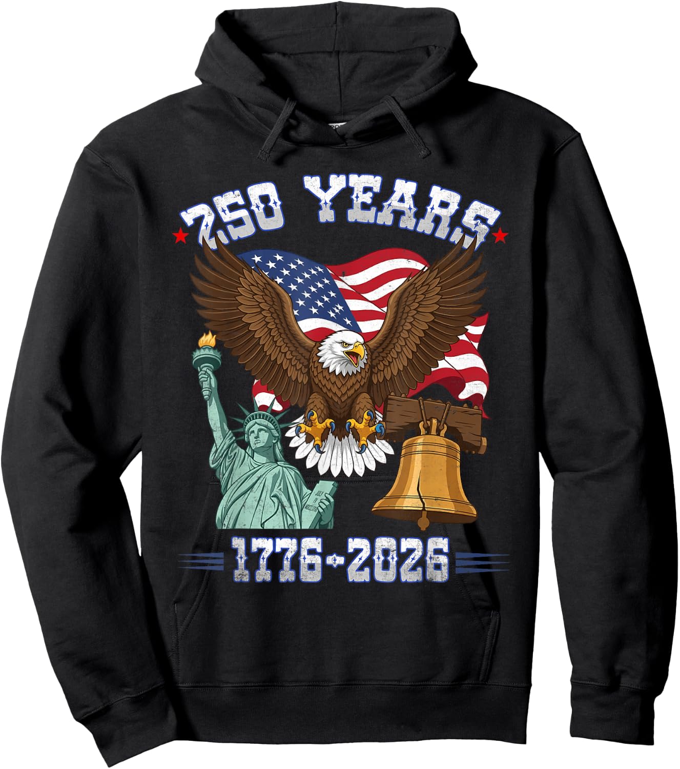 250 Years American 1776 2026 250th 4th July Independence Day Hoodie - Hoodie | Black