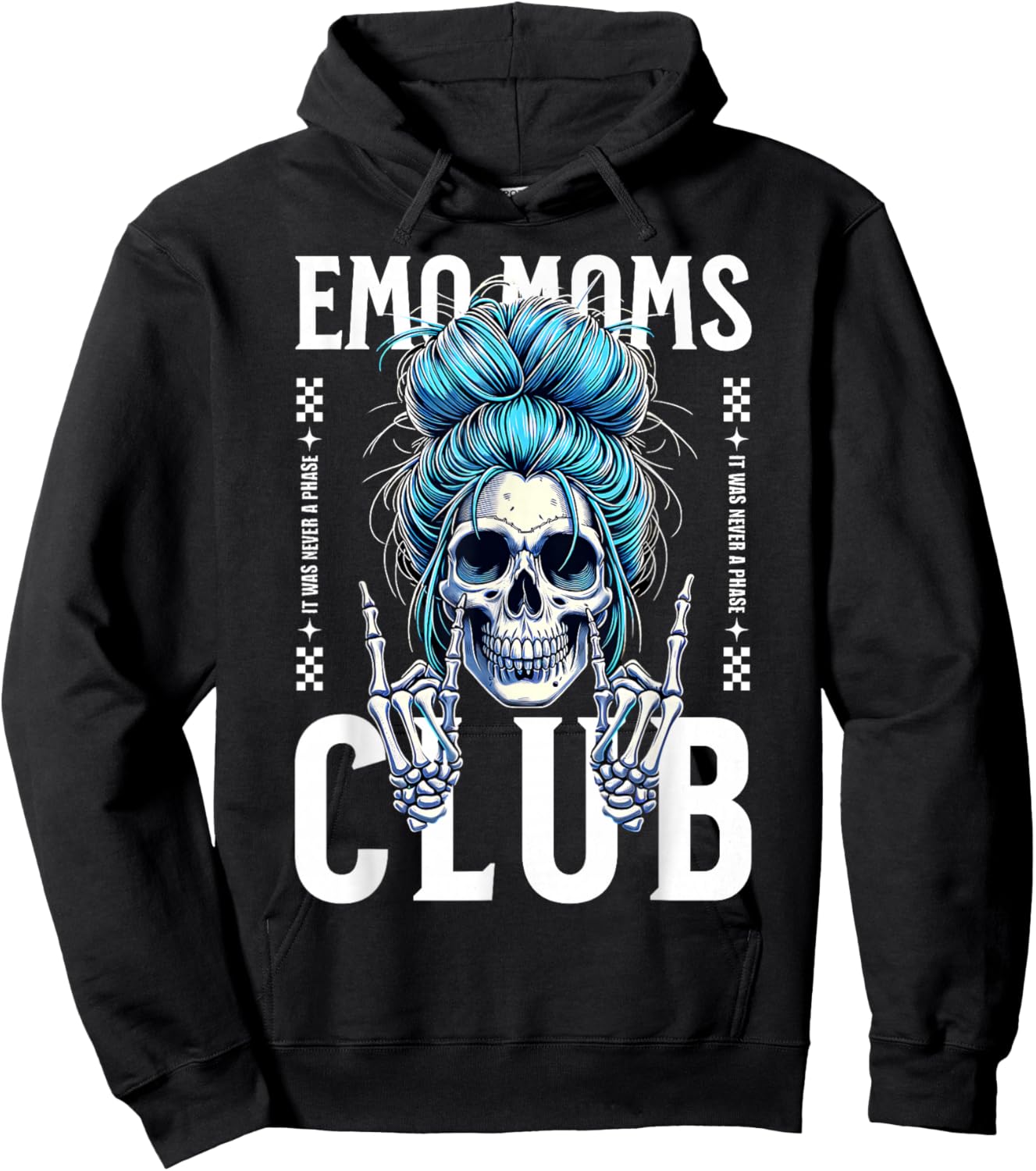 Funny Emo Moms Club Skeleton, Cool Goth Punk Mother's Day Hoodie - Hoodie | Black