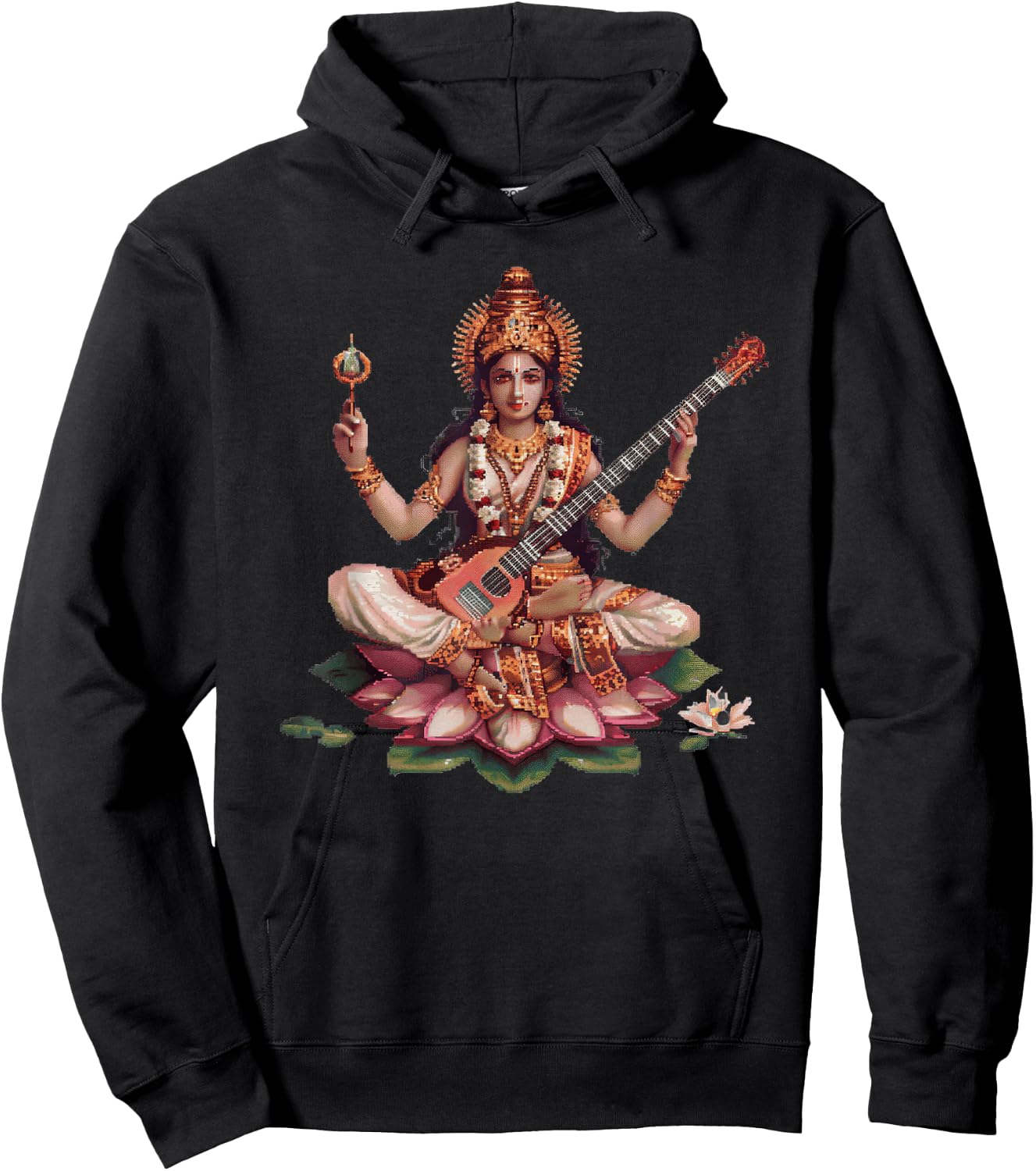 Saraswati Pixel Art Hoodie - Hoodie | Black