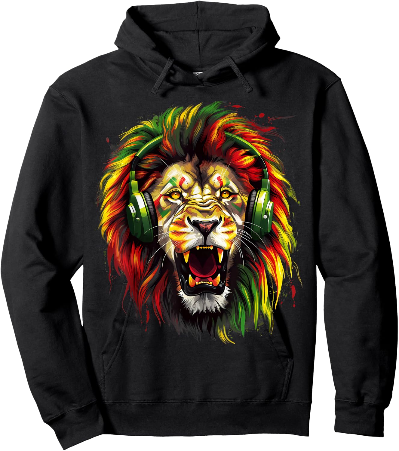Rasta Reggae Lion Rastafari Reggae Music Jamaica Rasta Pride Hoodie - Hoodie | Black
