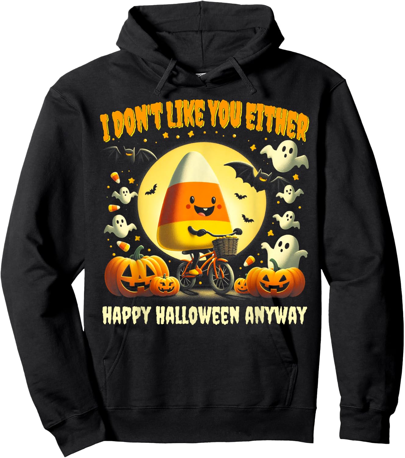 Halloween Costume Team Candy Corn I Don't Like You Either Hoodie - Hoodie | Black