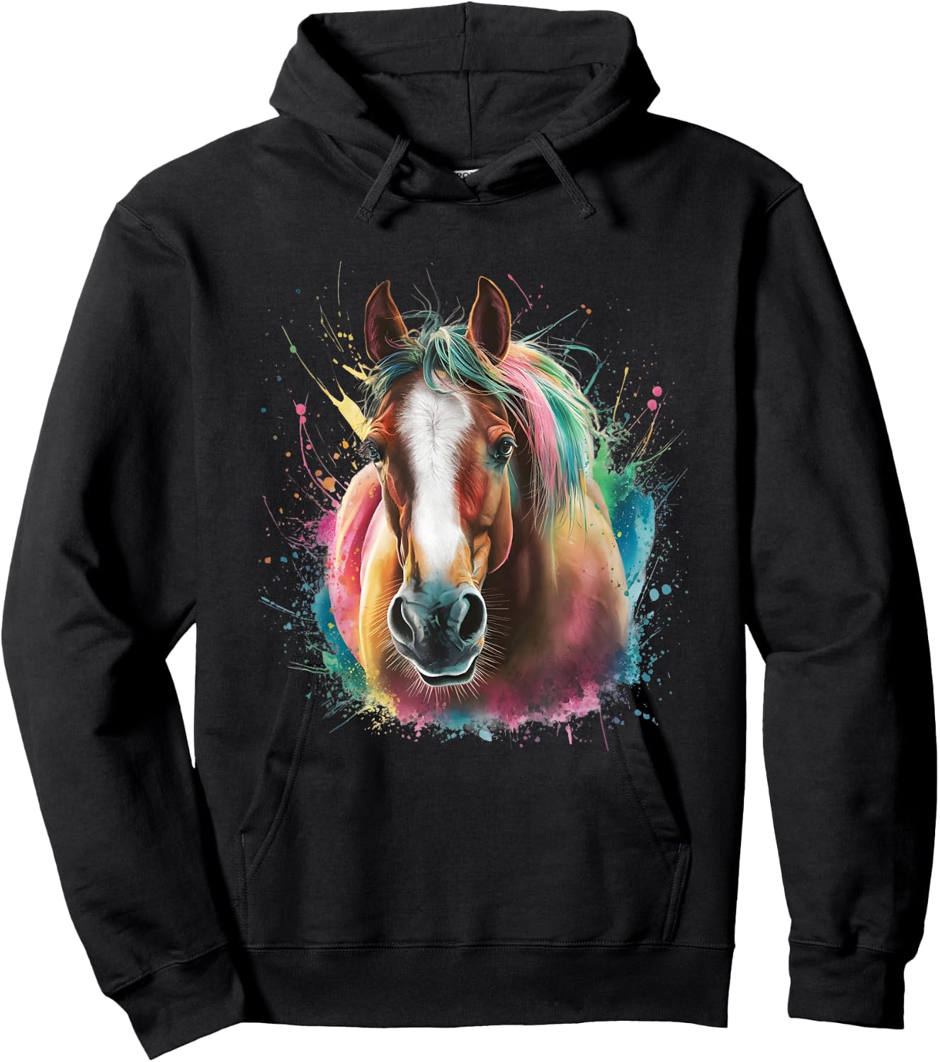 Horse Men Women Colourful Watercolour Horse Hoodie - Hoodie | Black