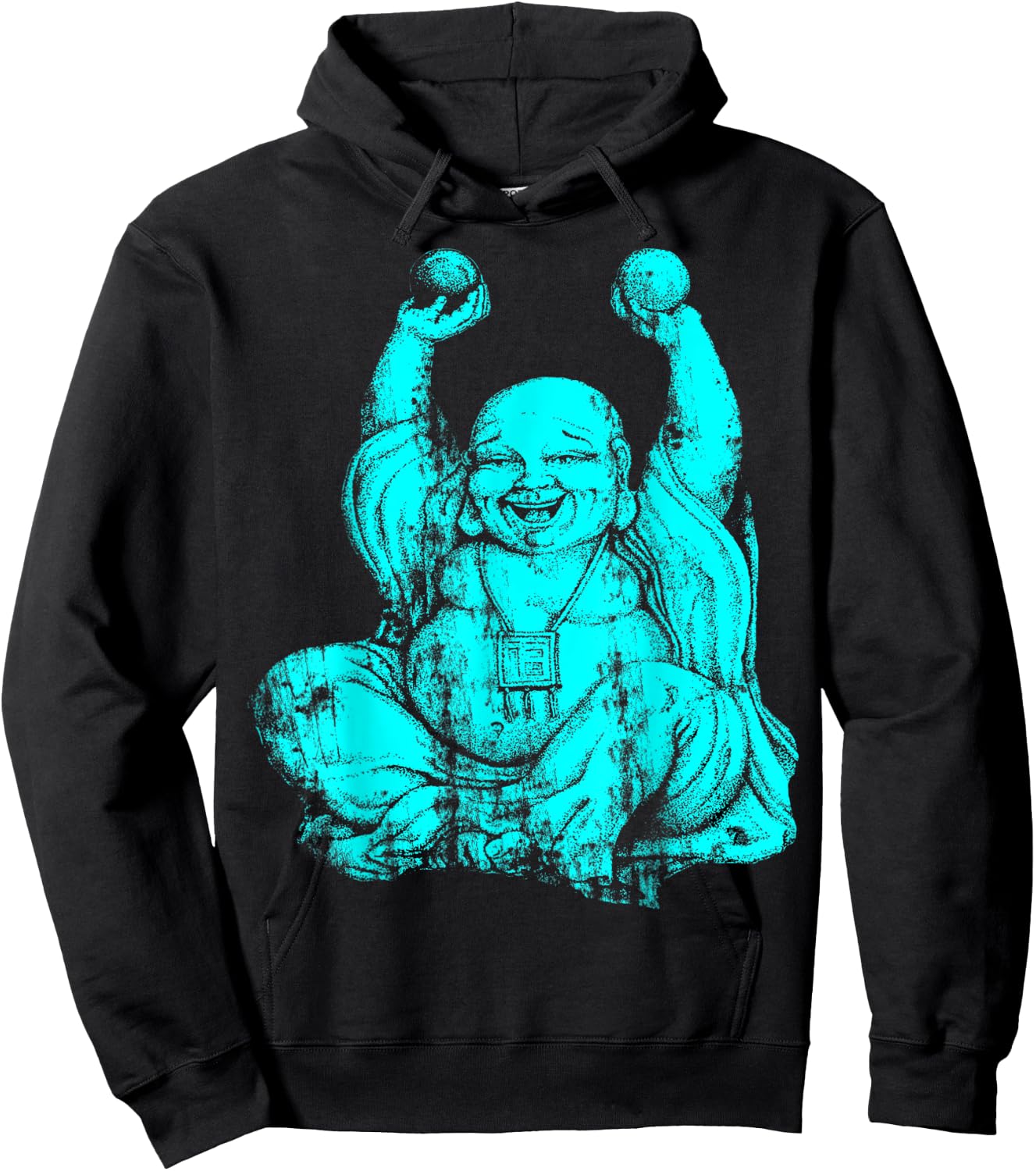 Powder Blue Laughing Buddha Yoga Hoodie - Hoodie | Black