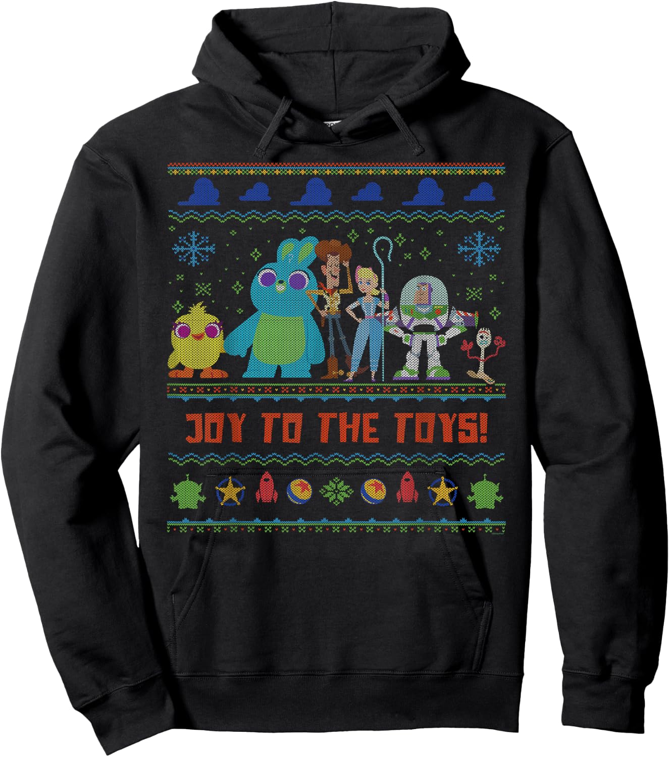 Disney PIXAR Joy to the Toy Story 4 Ugly Christmas Sweater Hoodie - Hoodie | Black