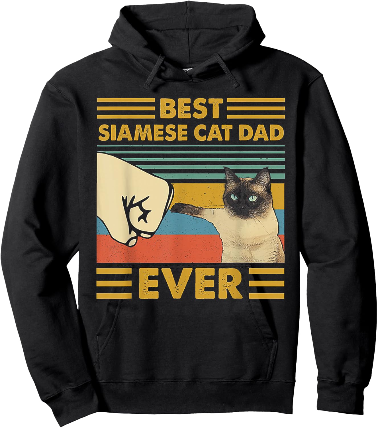 Best Siamese Cat Dad Ever Retro Vintage Sunset Hoodie - Hoodie | Black