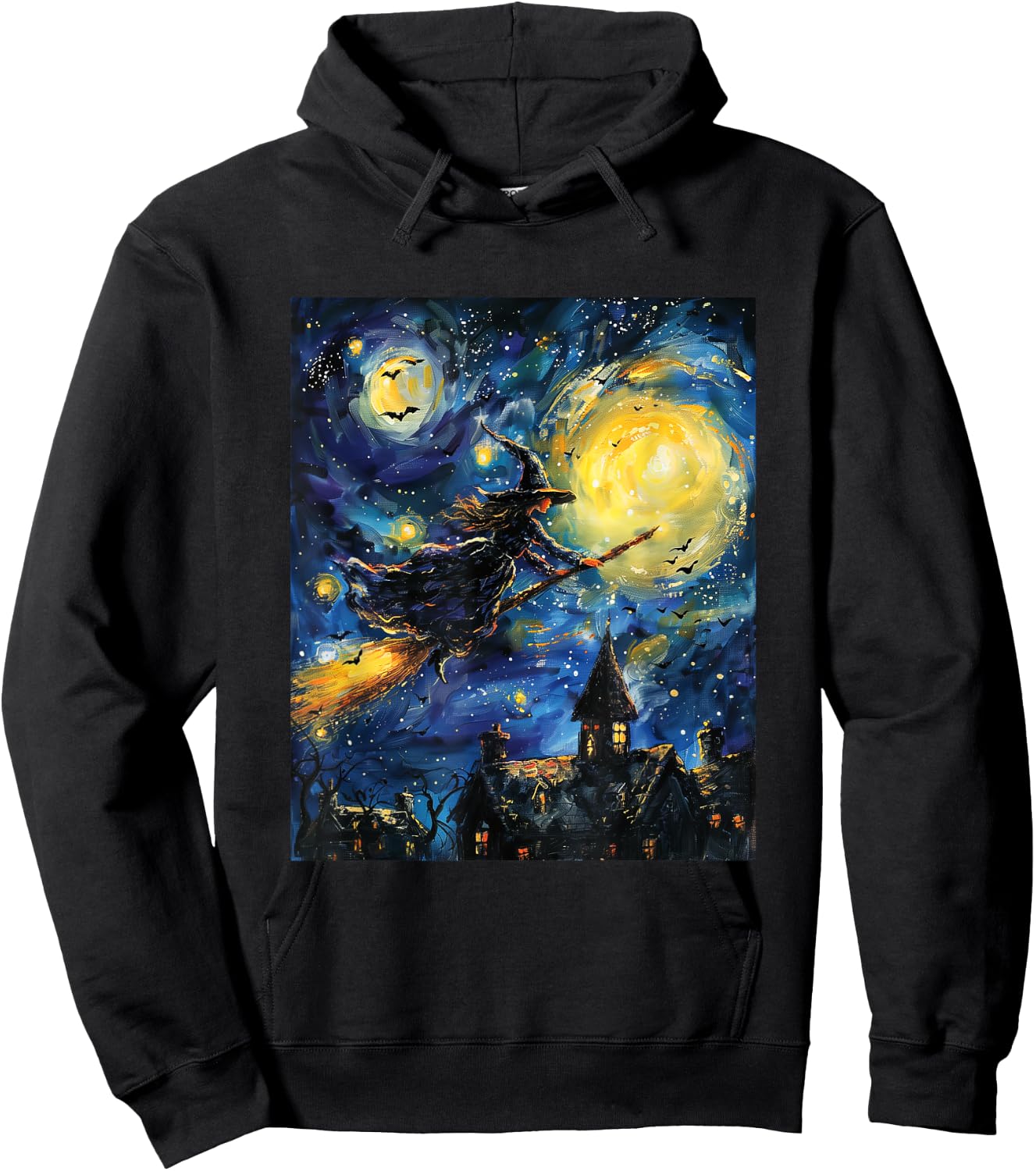 Witch Halloween - Van Gogh Style - Starry Night Hoodie - Hoodie | Black