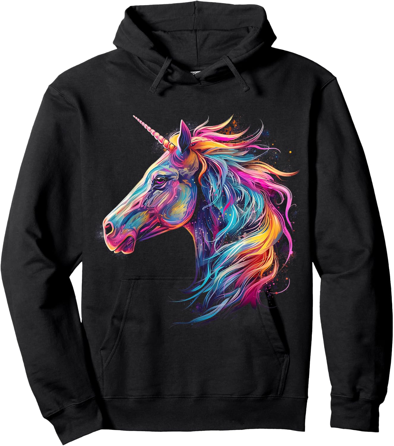 Unicorn Rainbow Animal Graphic Illustration Unicorn Hoodie - Hoodie | Black