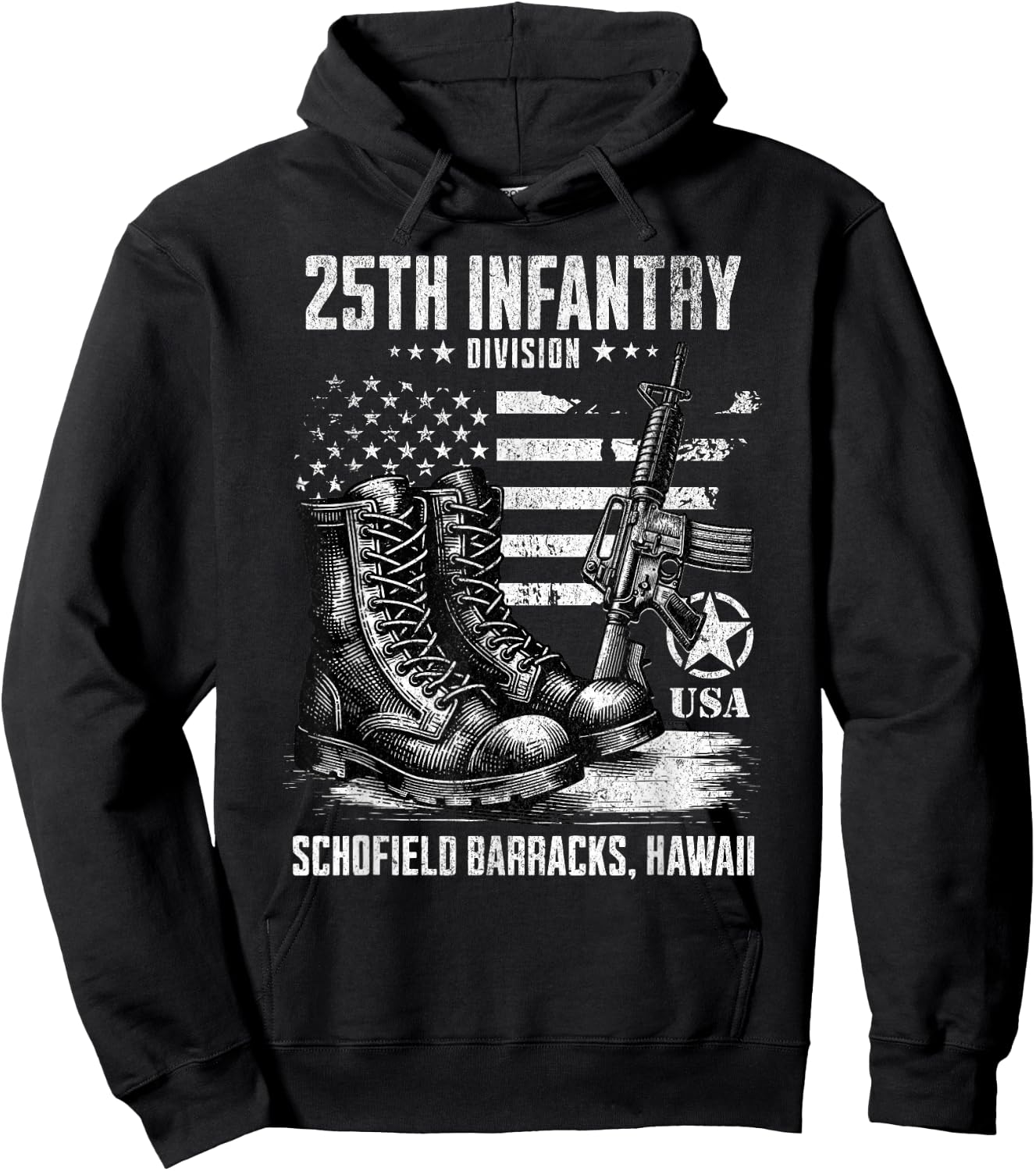 25th Infantry Division Schofield Barracks Hawaii Veteran Hoodie - Hoodie | Black