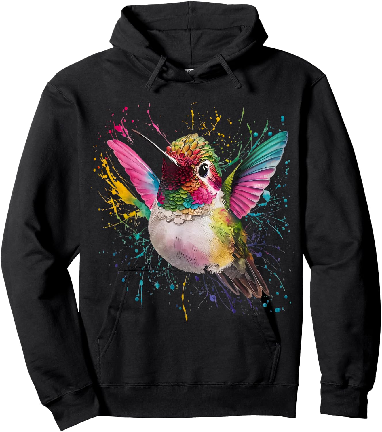 Hummingbird Men Woman Colorful Watercolor Hummingbird Hoodie - Hoodie | Black