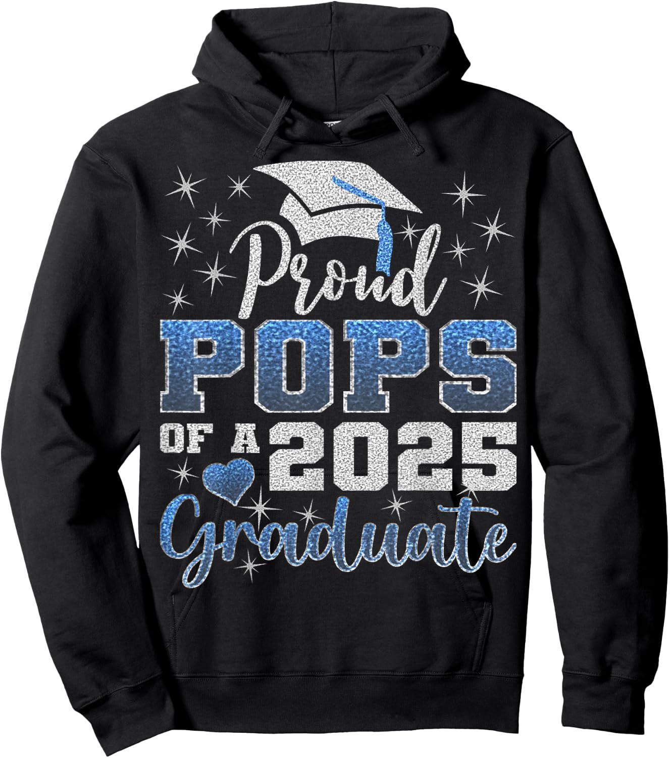 Super Proud Pops of 2025 Graduate Awesome Family College Hoodie - Hoodie | Black