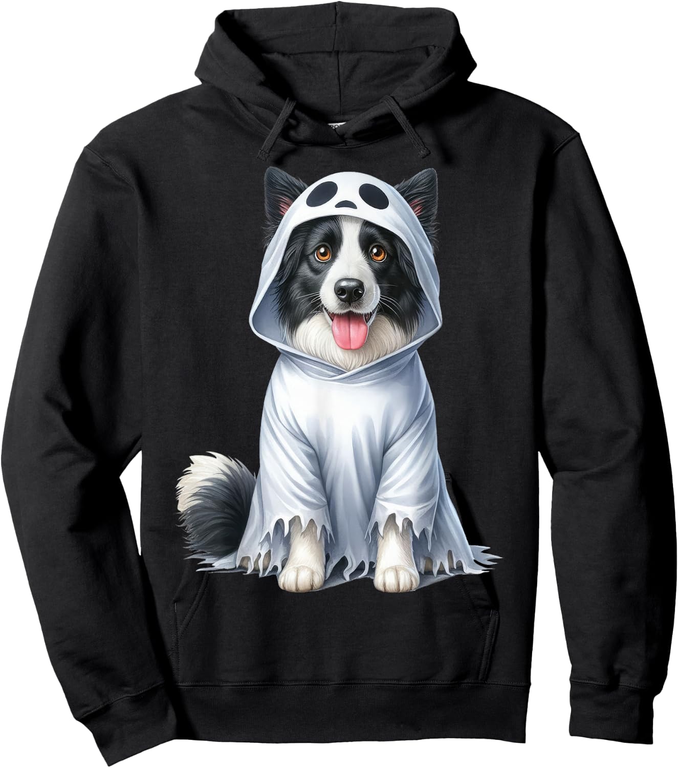 Funny Ghost Border Collie Dog Lover Halloween Costume Men Women Hoodie - Hoodie | Black