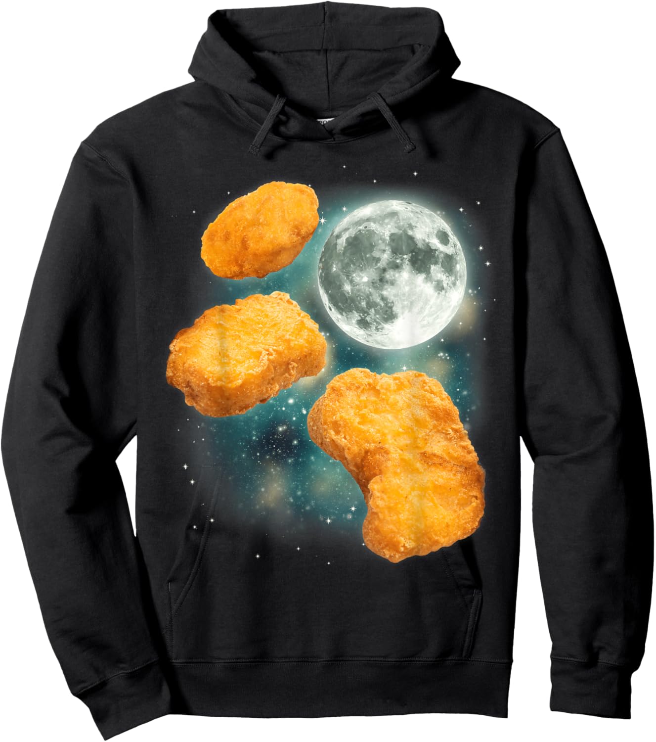Three Chicken Nuggets Howl at the Moon Funny Parody Tendies Hoodie - Hoodie | Black