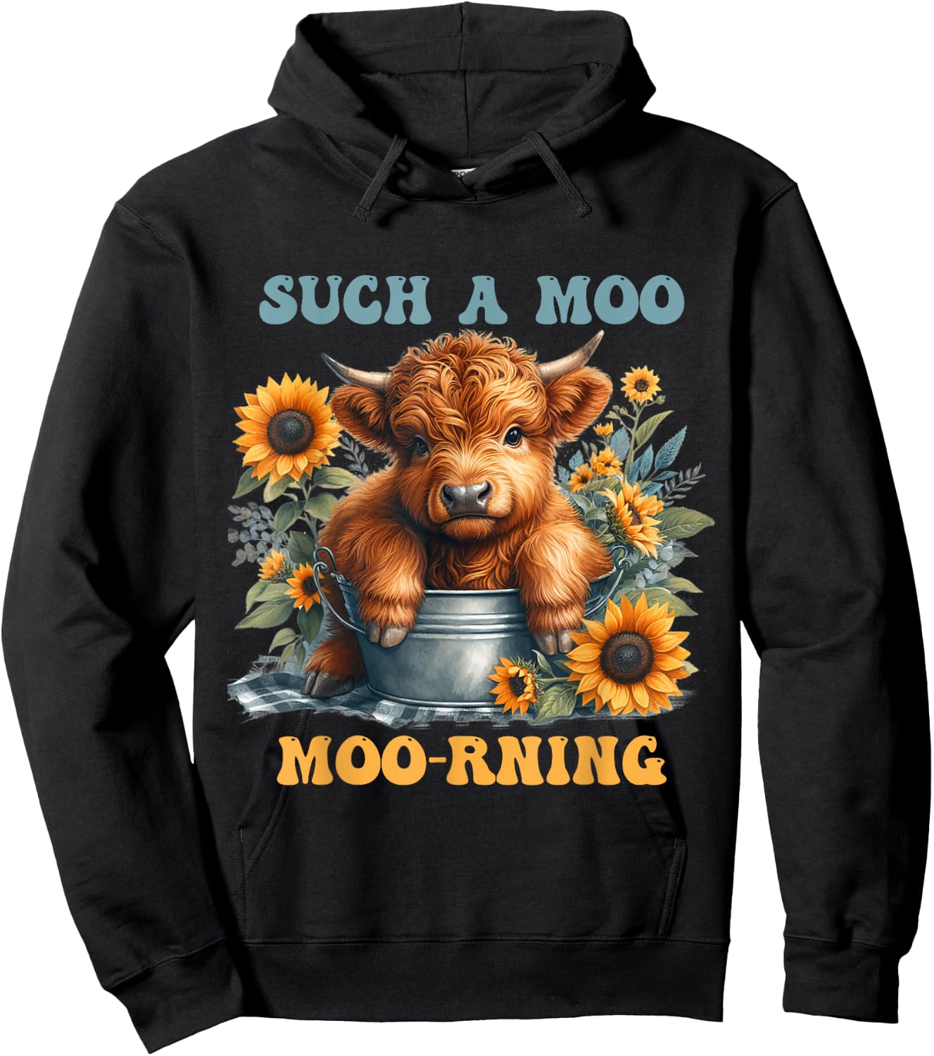 Cute Scottish Highland Cow Heifer Farm Animal Girl Women Hoodie - Hoodie | Black