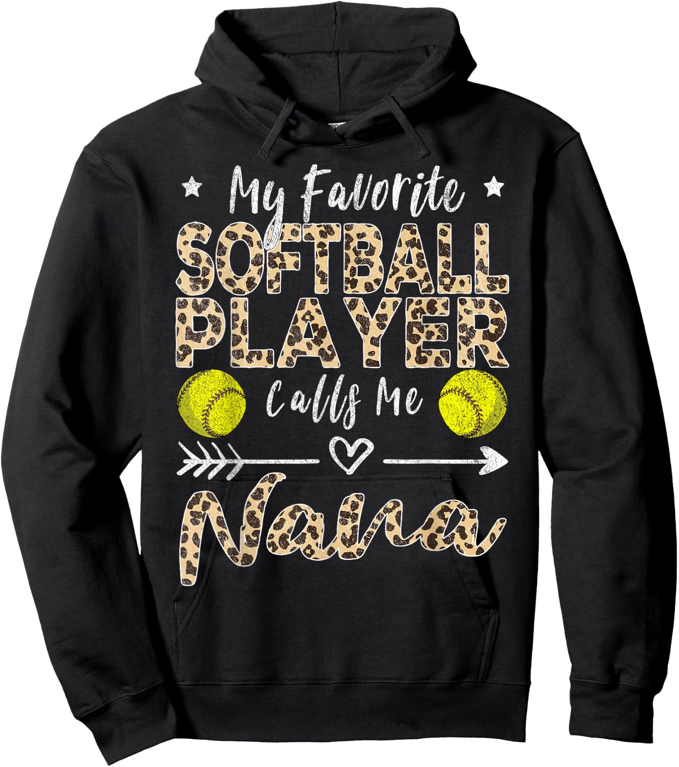 My Favorite Softball Player Calls Me Nana Softball Grandma Hoodie - Hoodie | Black