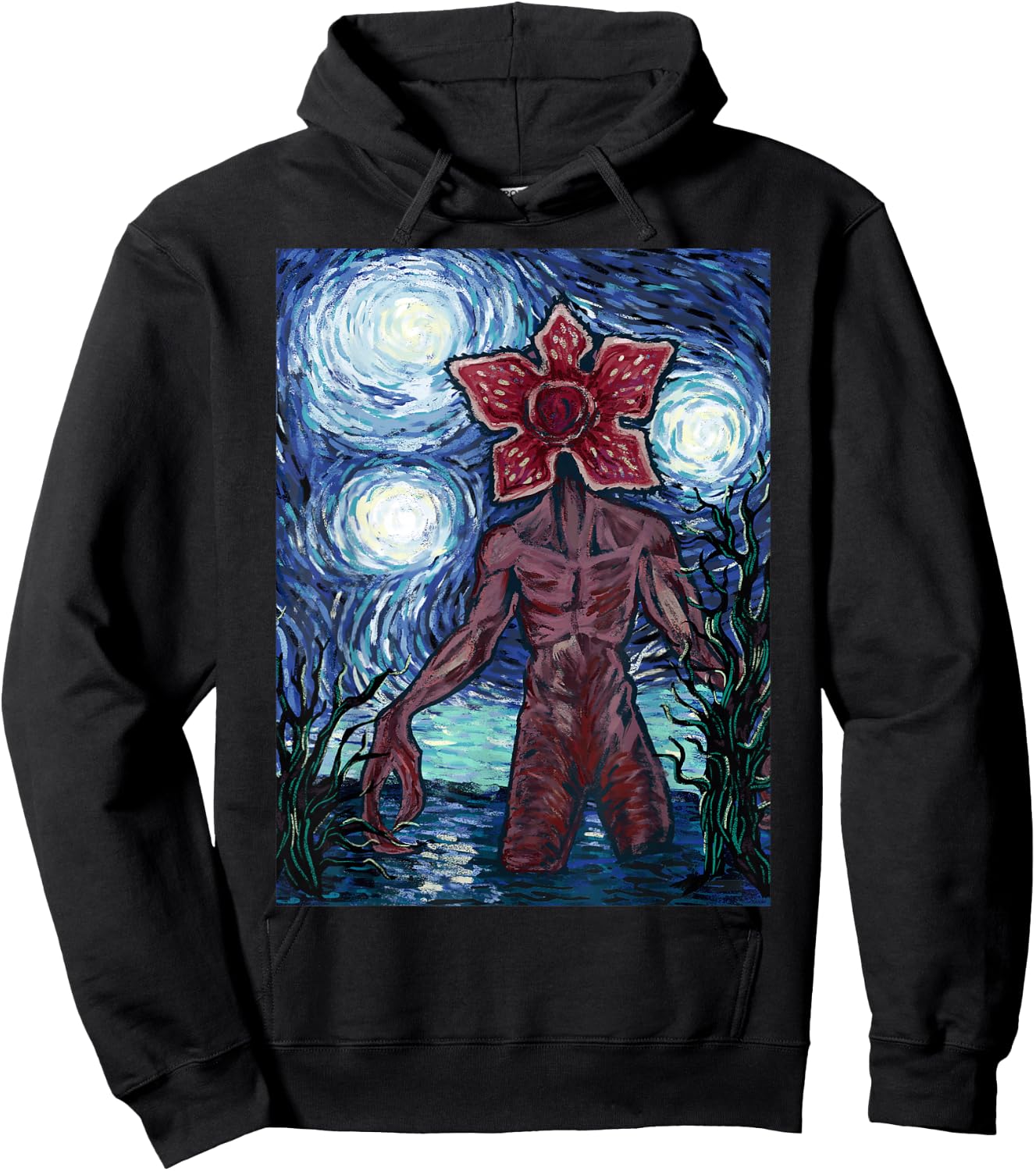 Netflix Stranger Things Demogorgon Starry Night Style Poster Hoodie - Hoodie | Black