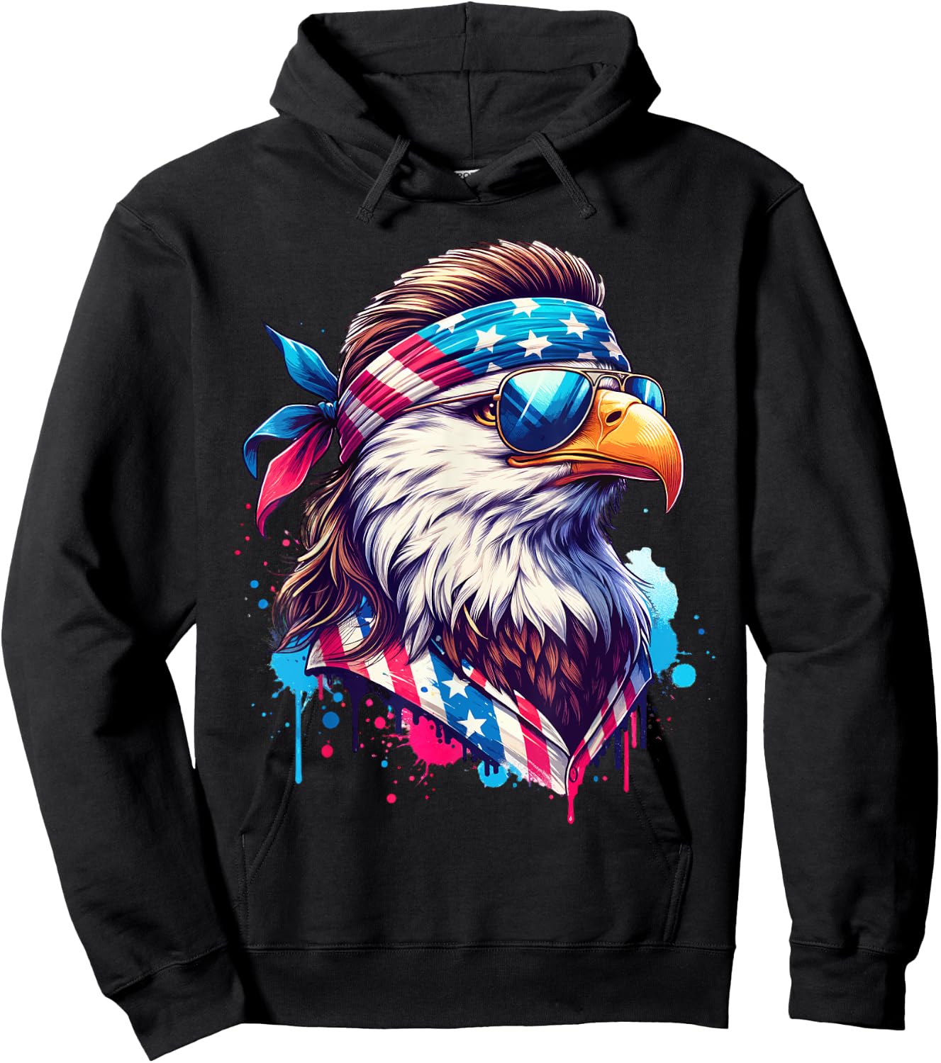 4th of July Patriotic Funny Eagle July 4th USA Murica Hoodie - Hoodie | Black