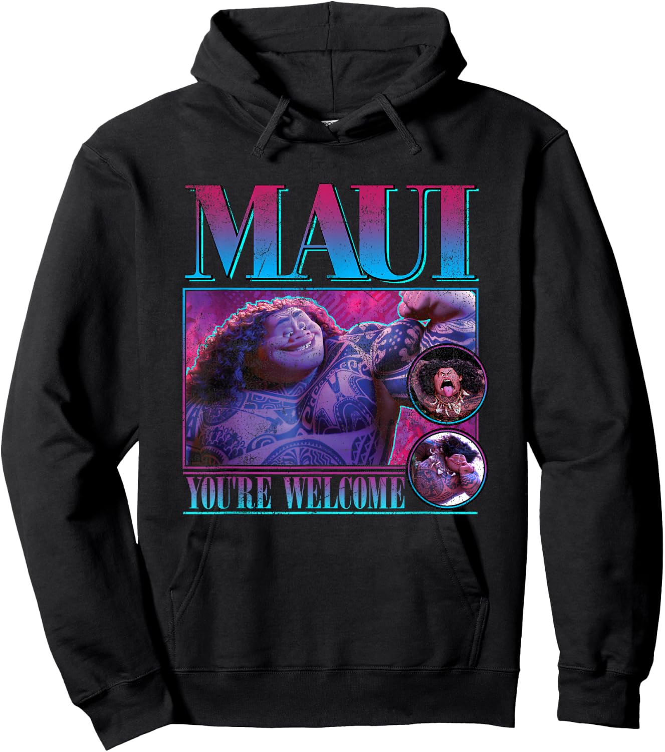 Disney Moana Maui You're Welcome Vintage Portrait Frame Hoodie - Hoodie | Black