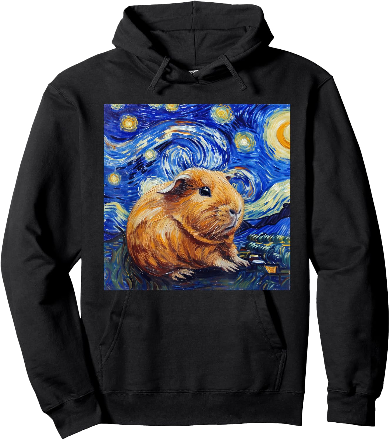 Guinea Pig Van Gogh Style Starry Night Graphic Hoodie - Hoodie | Black
