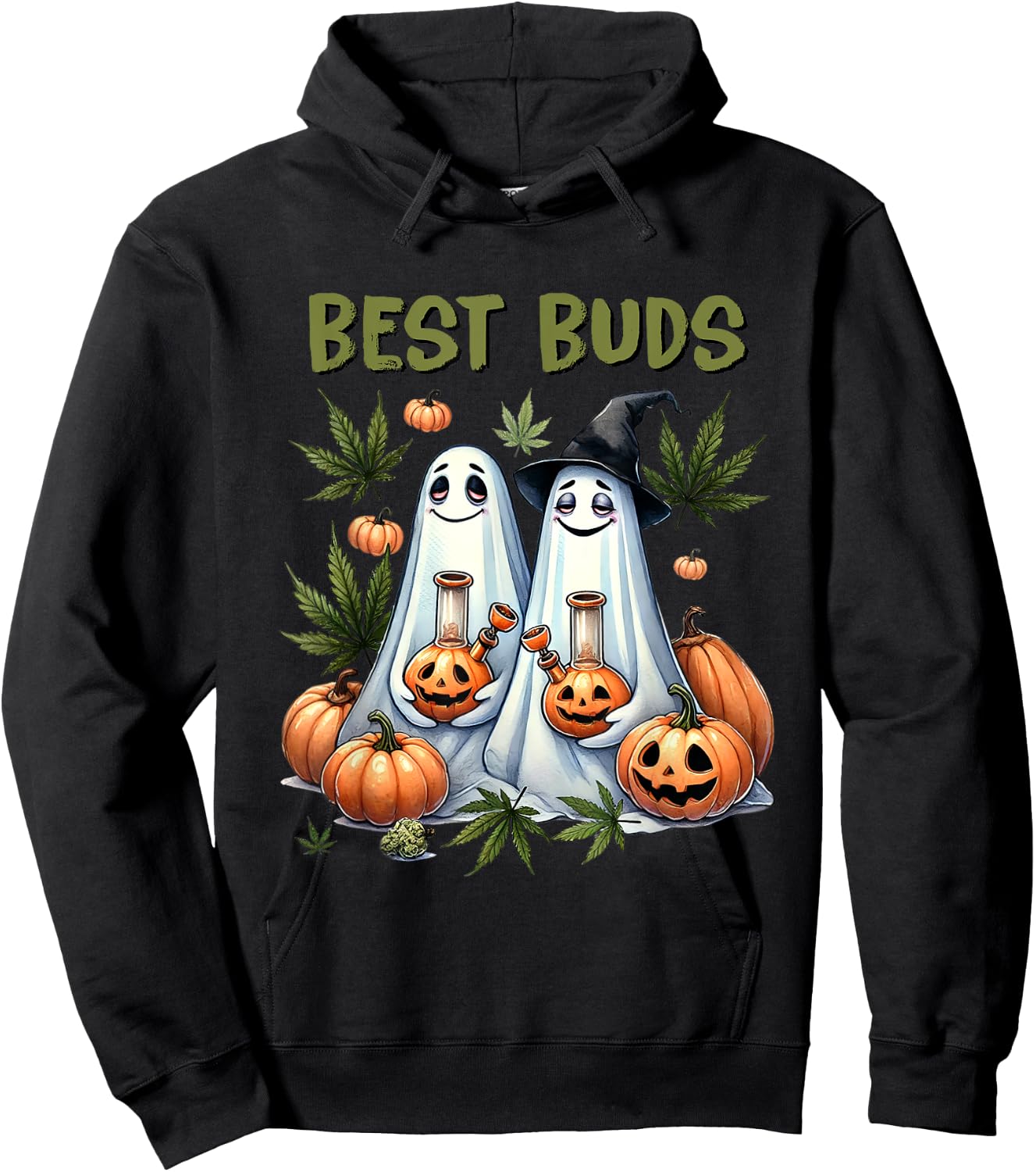 Marijuana Best Buds Ghost 420 Weed Cannabis Funny Halloween Hoodie - Hoodie | Black