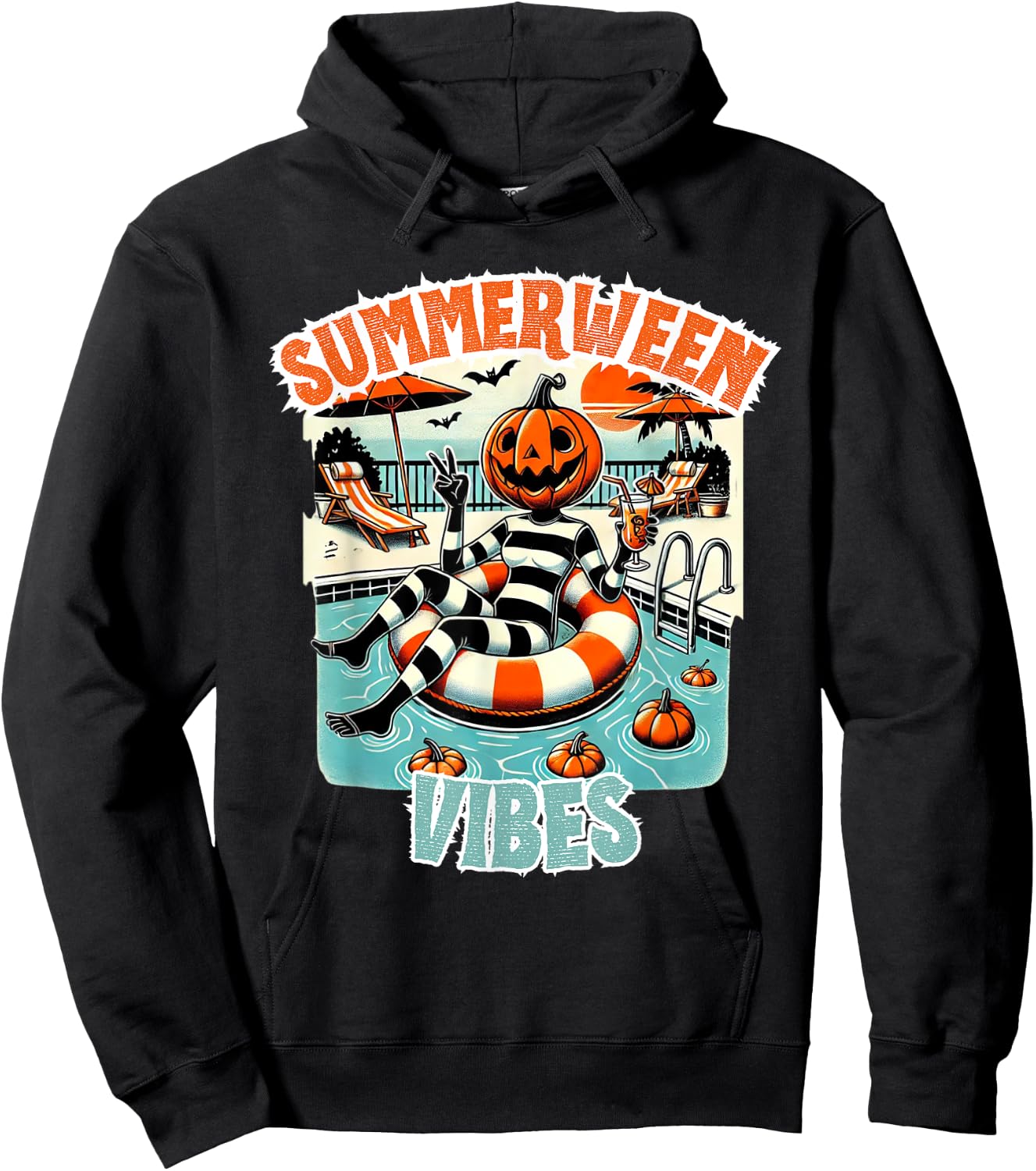 Summerween Vibes Halloween in Summer Design Hoodie - Hoodie | Black