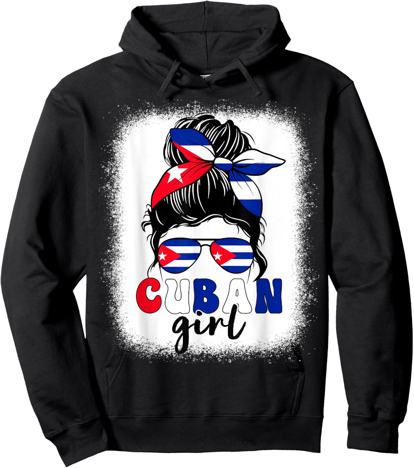 Cuban Girl Messy Bun Cuba Pride Patriotic Kids Hoodie - Hoodie | Black