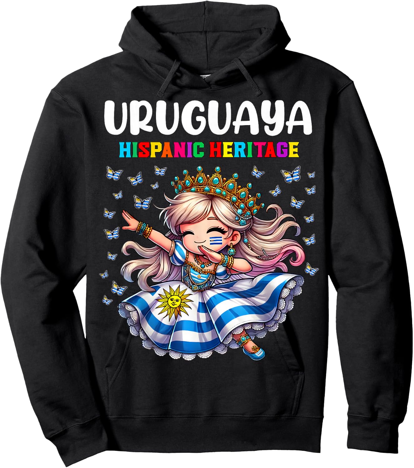 Uruguay Hispanic Heritage Month Celebration girls kids Hoodie - Hoodie | Black