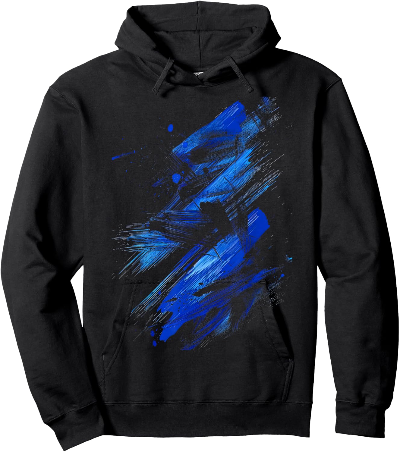 Blue And Black Dynamic Splatter Hoodie - Hoodie | Black