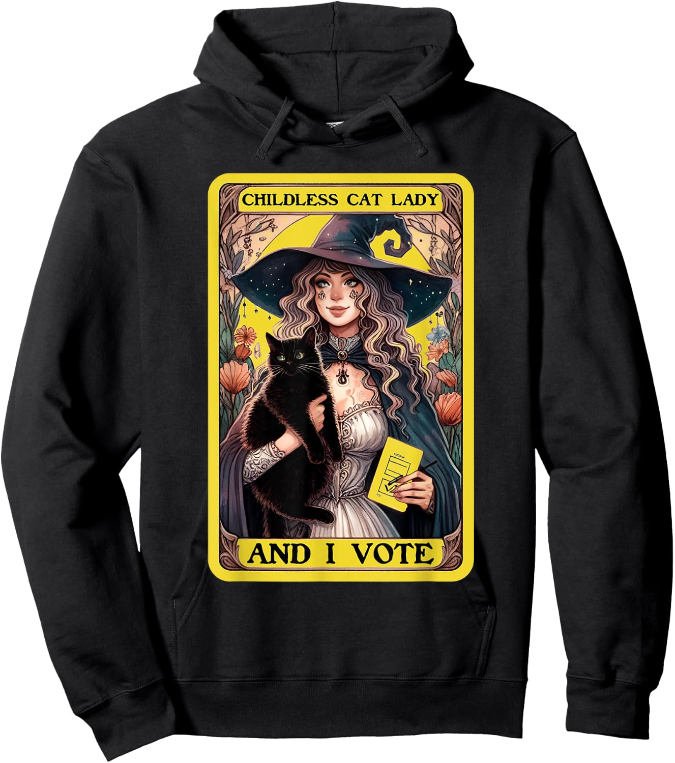 Childless Cat Lady And I Vote, Childless Cat Lady Tarot Card Hoodie - Hoodie | Black