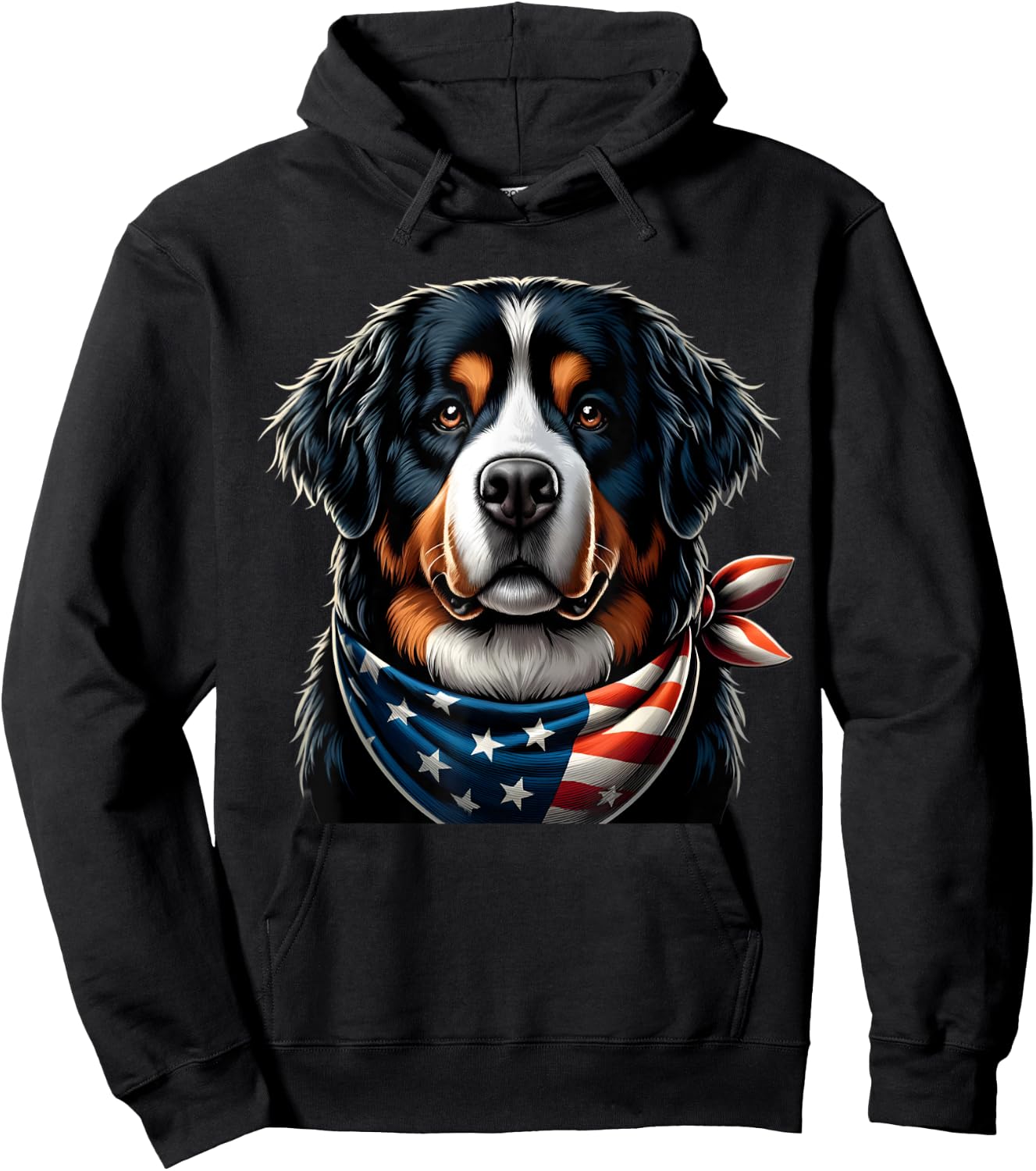 Bernese Mountain dog usa american flag Hoodie - Hoodie | Black