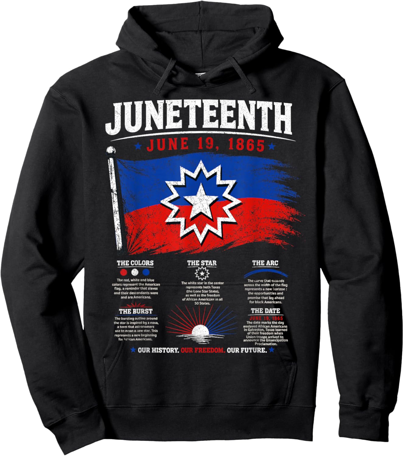 Juneteenth Flag Red White Blue Meaning Black History Freedom Hoodie - Hoodie | Black