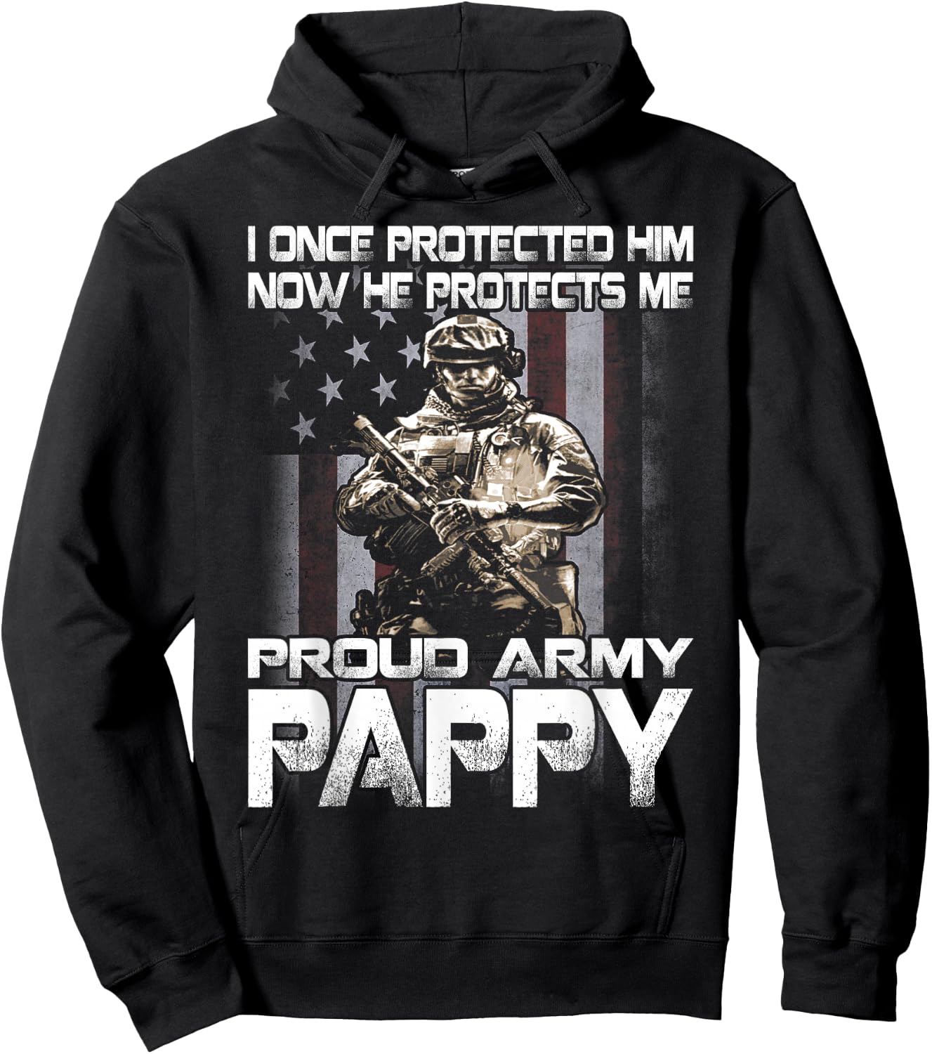 I Once Protected Him Now He Protects Me Proud Army Pappy Hoodie - Hoodie | Black