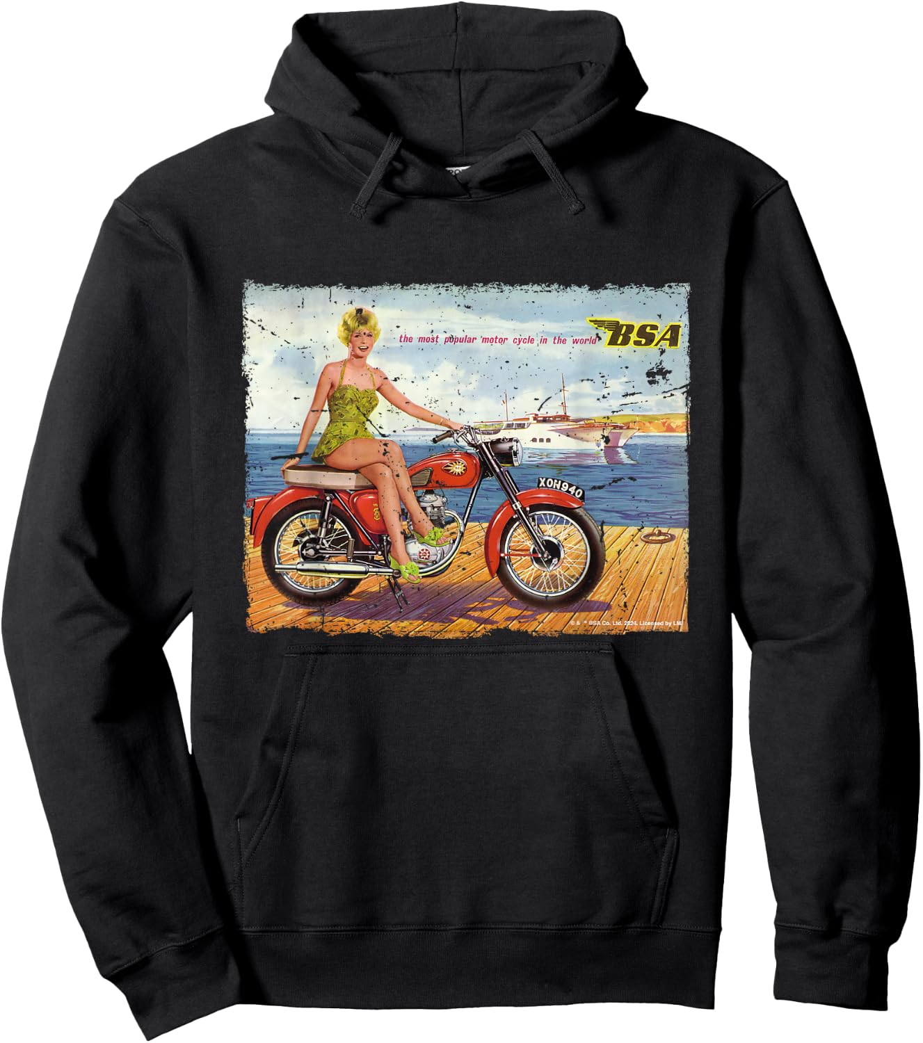 BSA C15 Star 1962 Motorcycle Dockside Ad Hoodie - Hoodie | Black